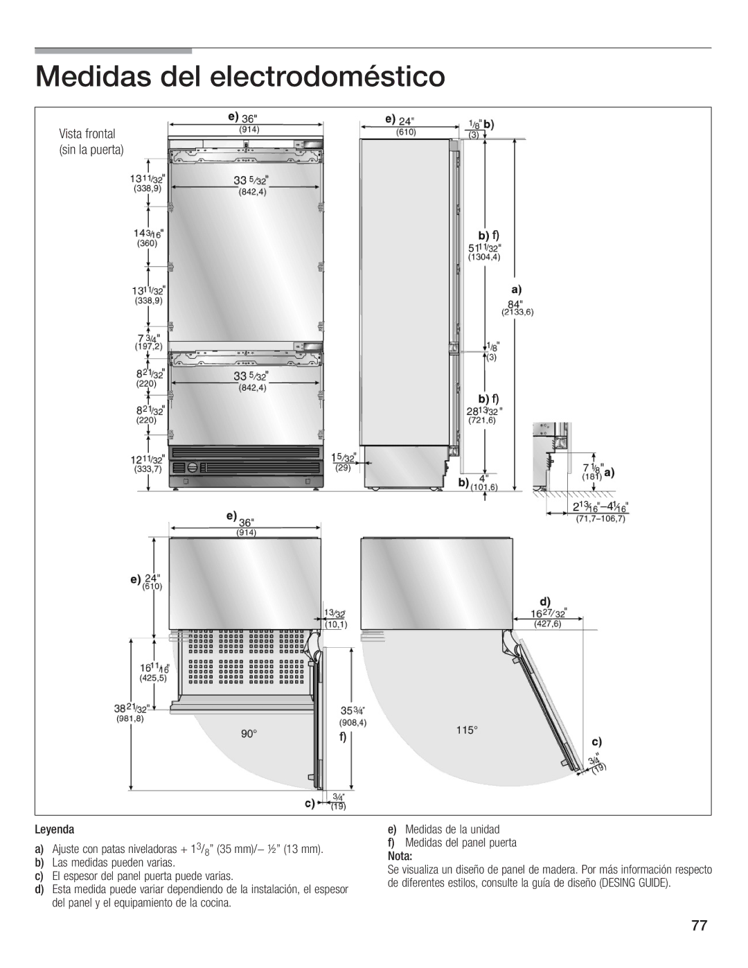 Thermador T36IB70NSP manual Medidas del electrodoméstico11, Desing Guide 