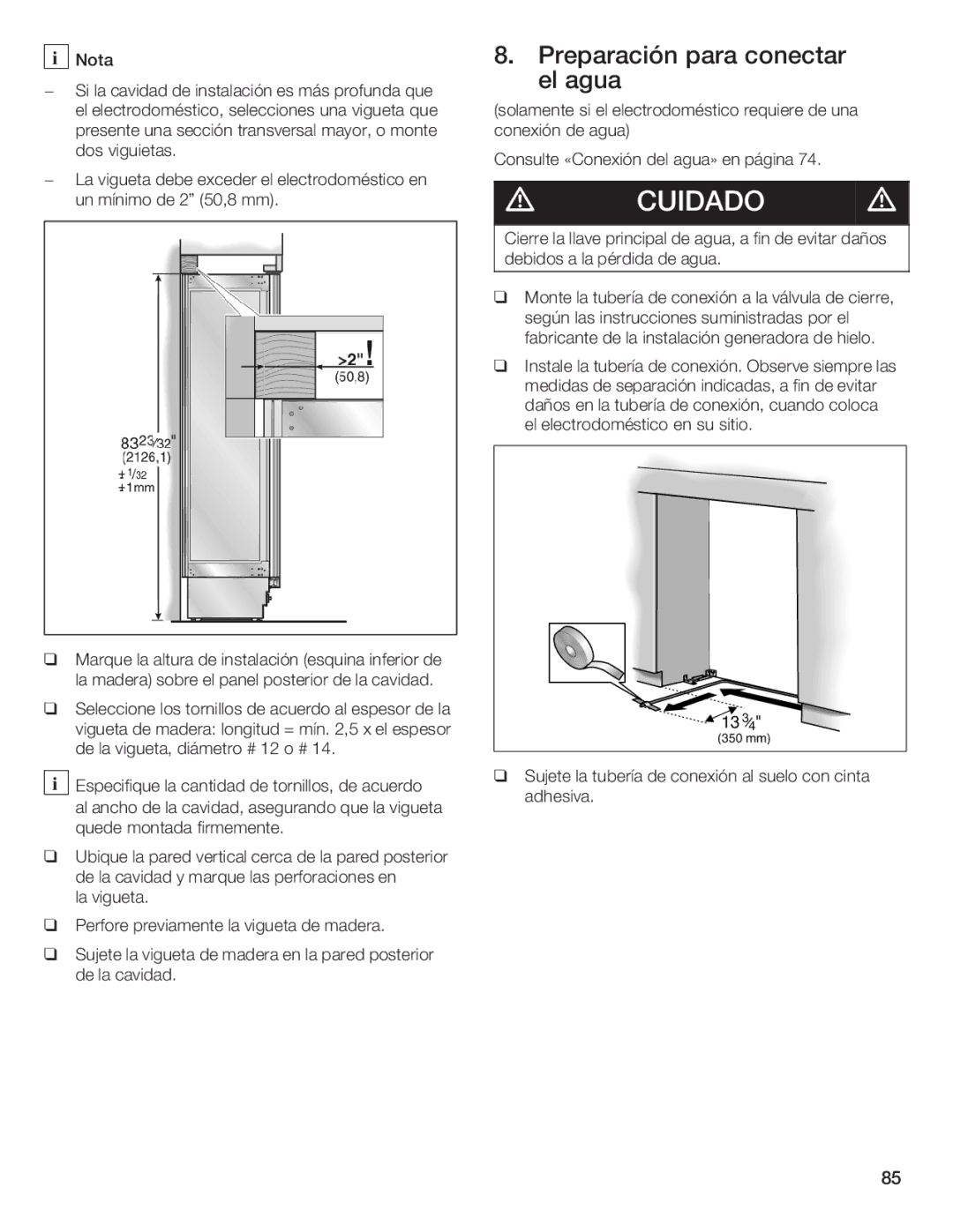 Thermador T36IB70NSP manual Preparación Para Conectar, El agua 