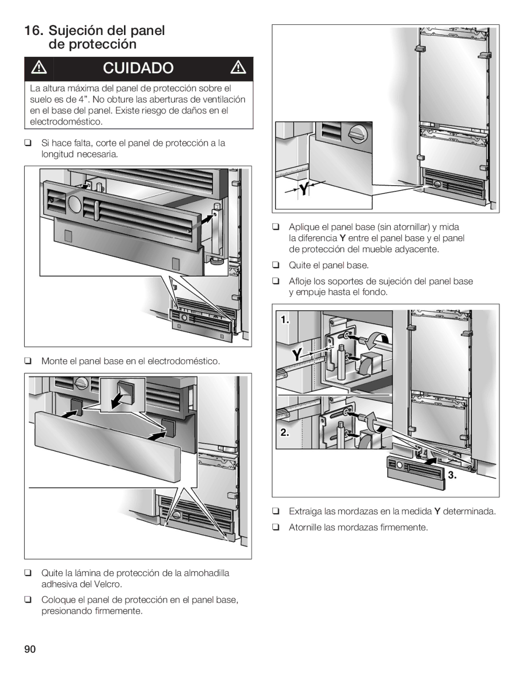 Thermador T36IB70NSP manual Sujeción del panel de protección 