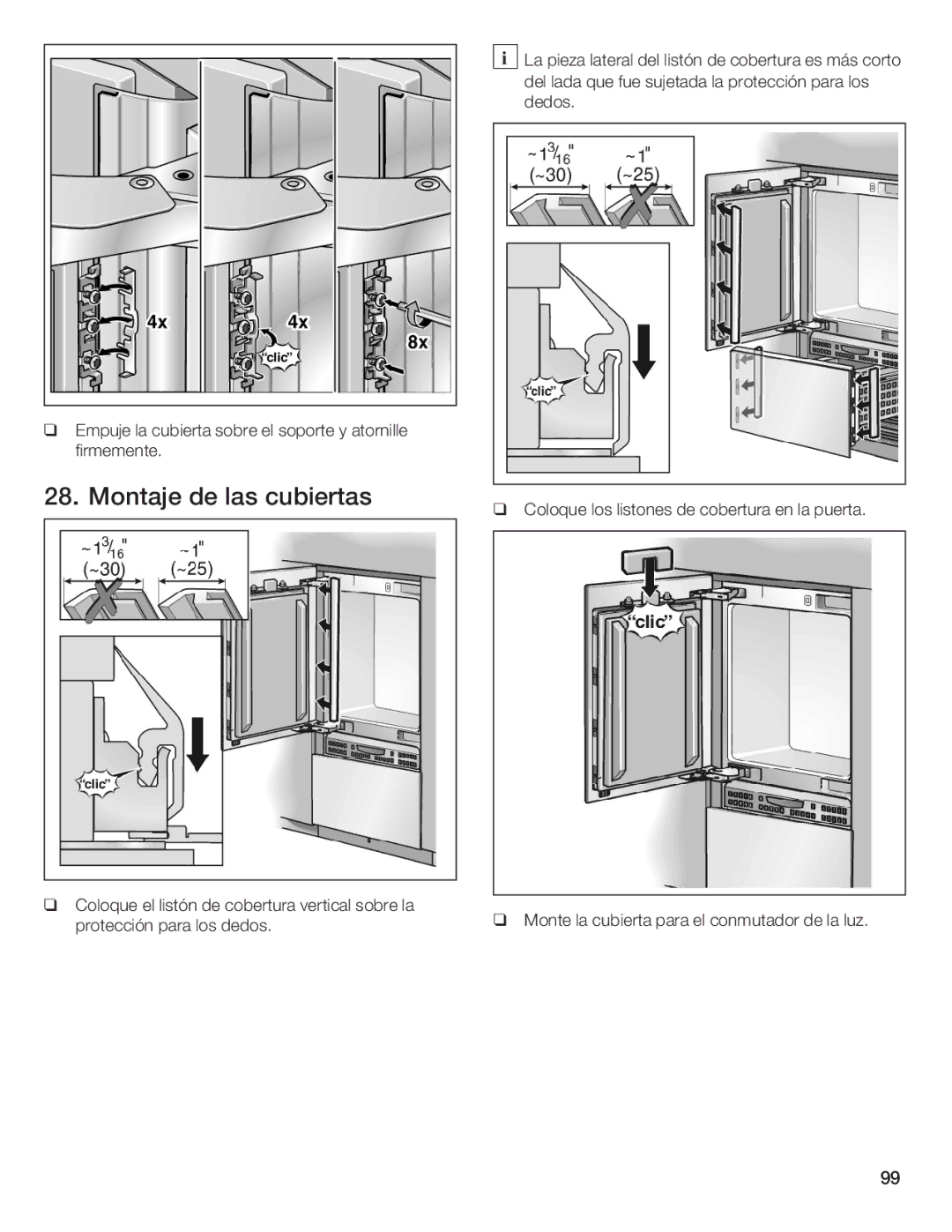 Thermador T36IB70NSP manual Montaje de las cubiertas 