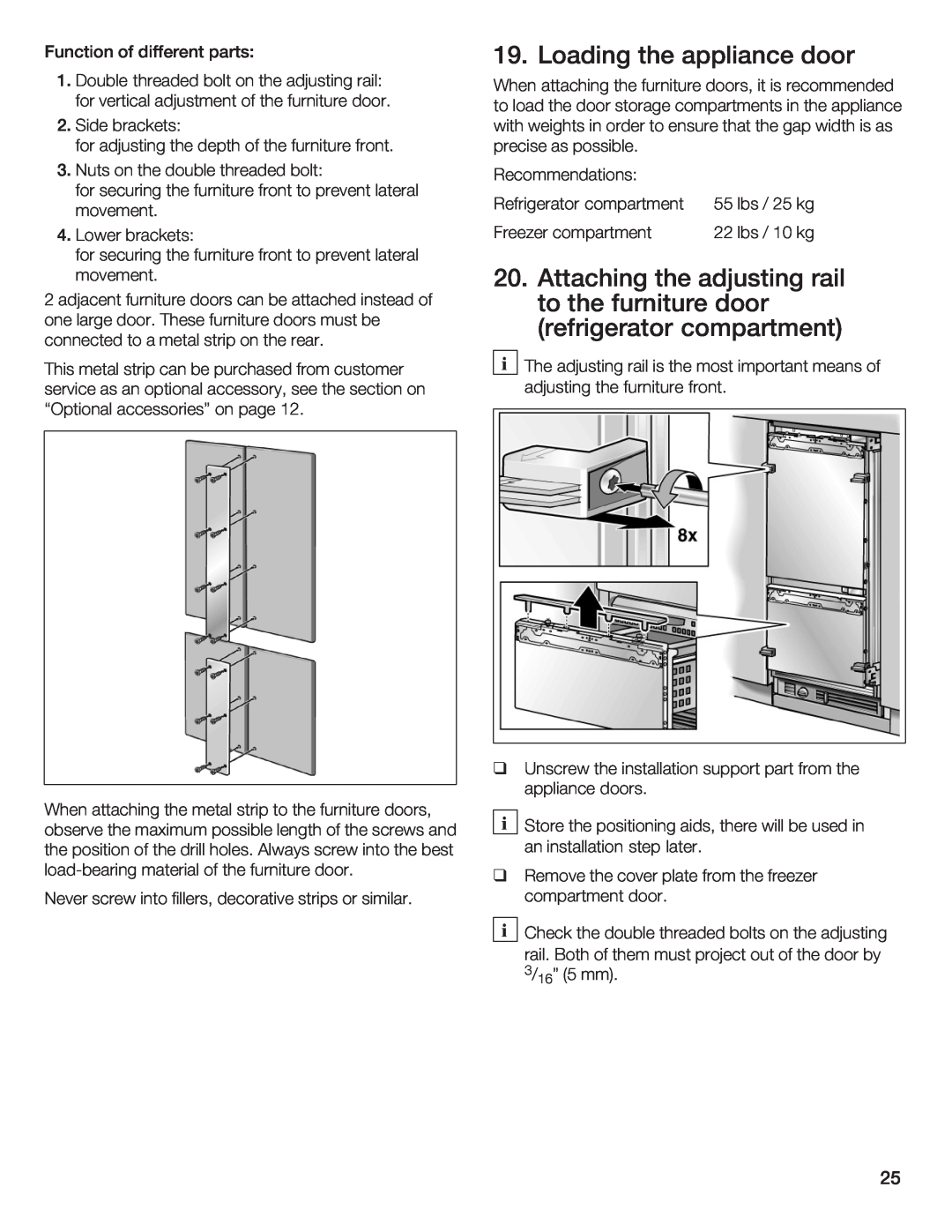 Thermador T36IB70NSP manual Loading the appliance door 