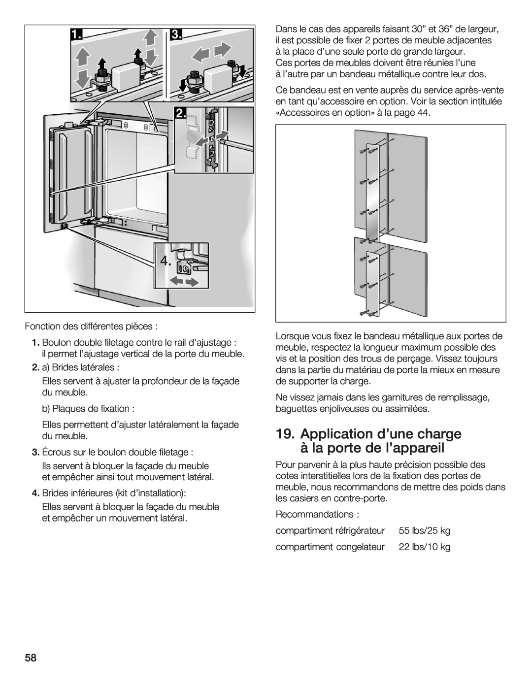 Thermador T36IB70NSP manual Fonction des différentes pièces 
