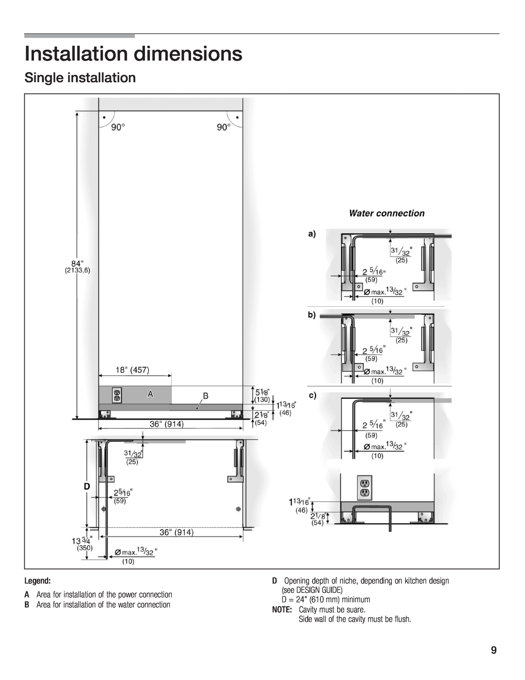 Thermador T36IB70NSP manual Installation dimensions5, Single installation6 
