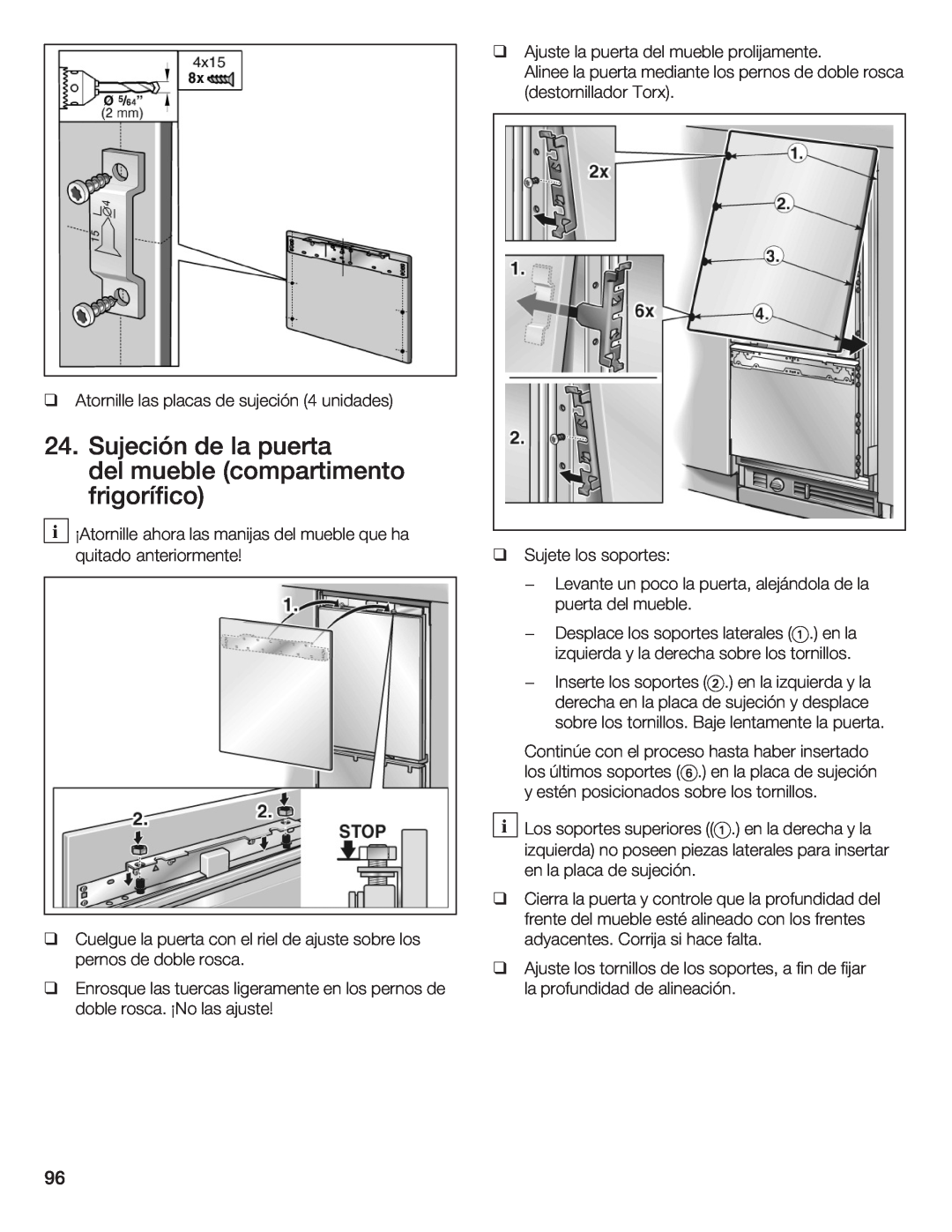 Thermador T36IB70NSP manual q Ajuste la puerta del mueble prolijamente 