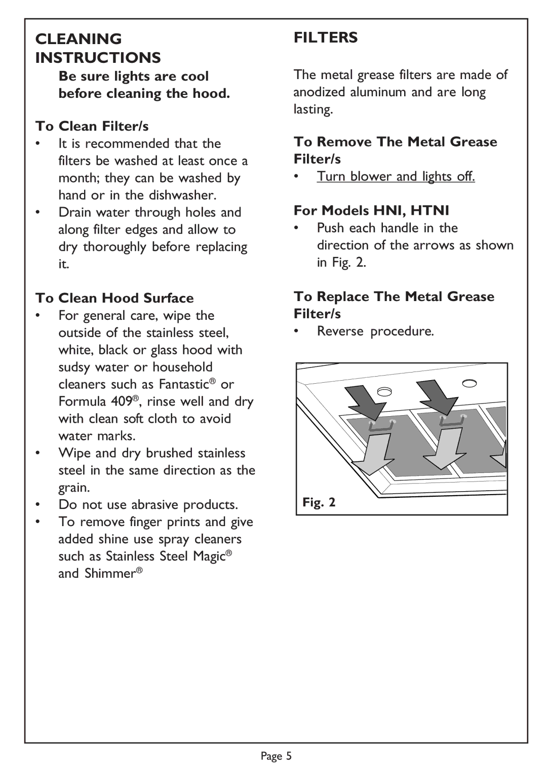 Thermador Thermador installation instructions Cleaning Instructions, Filters 