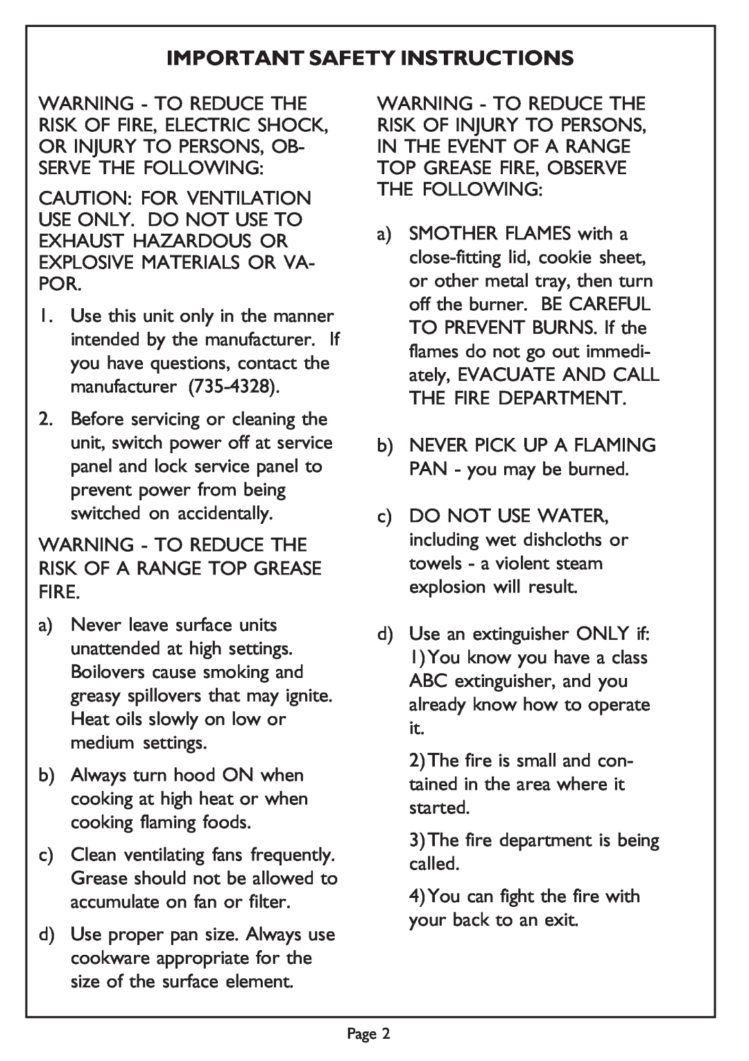 Thermador Thermador installation instructions Important Safety Instructions 