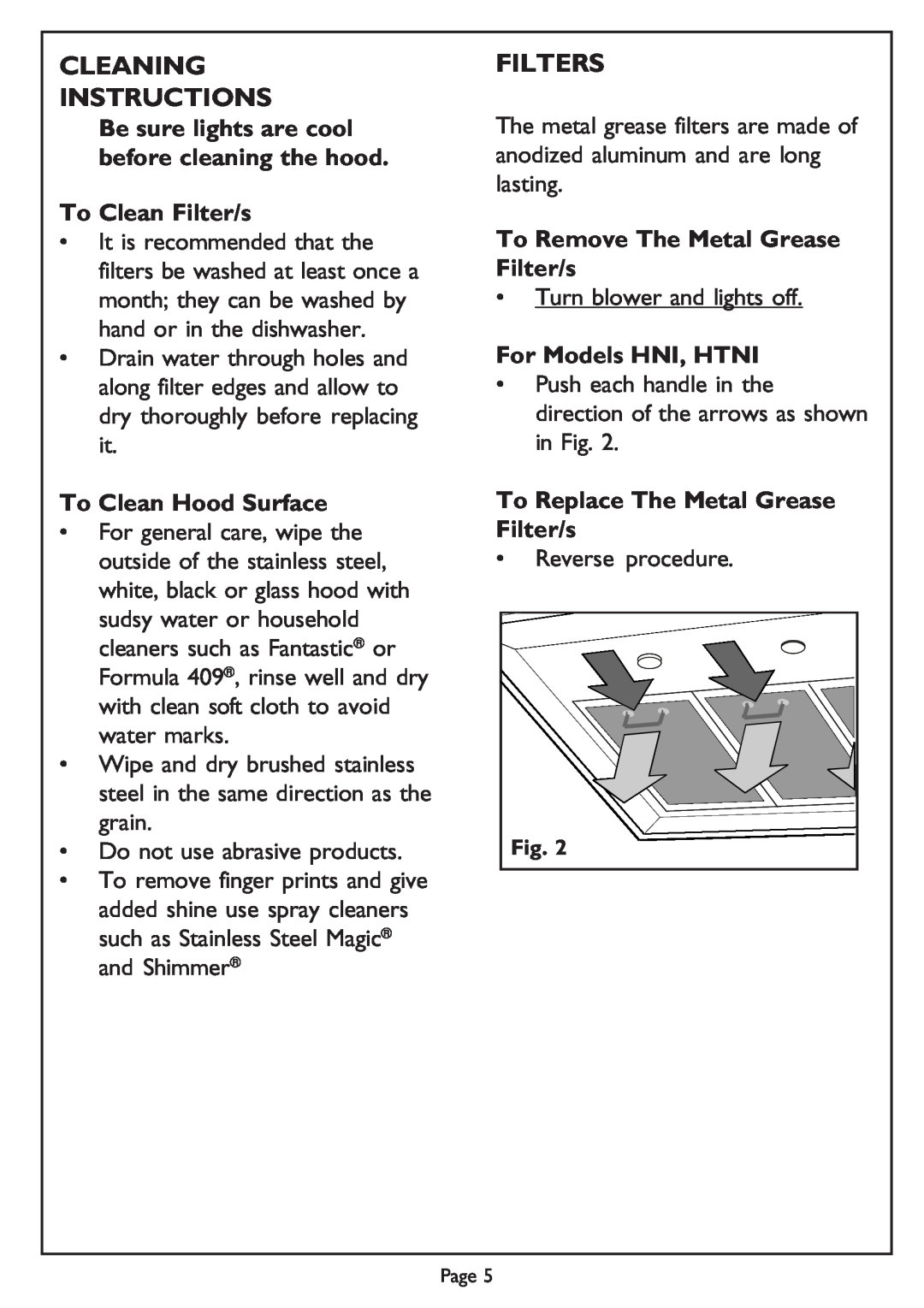 Thermador Thermador installation instructions Cleaning Instructions, Filters 