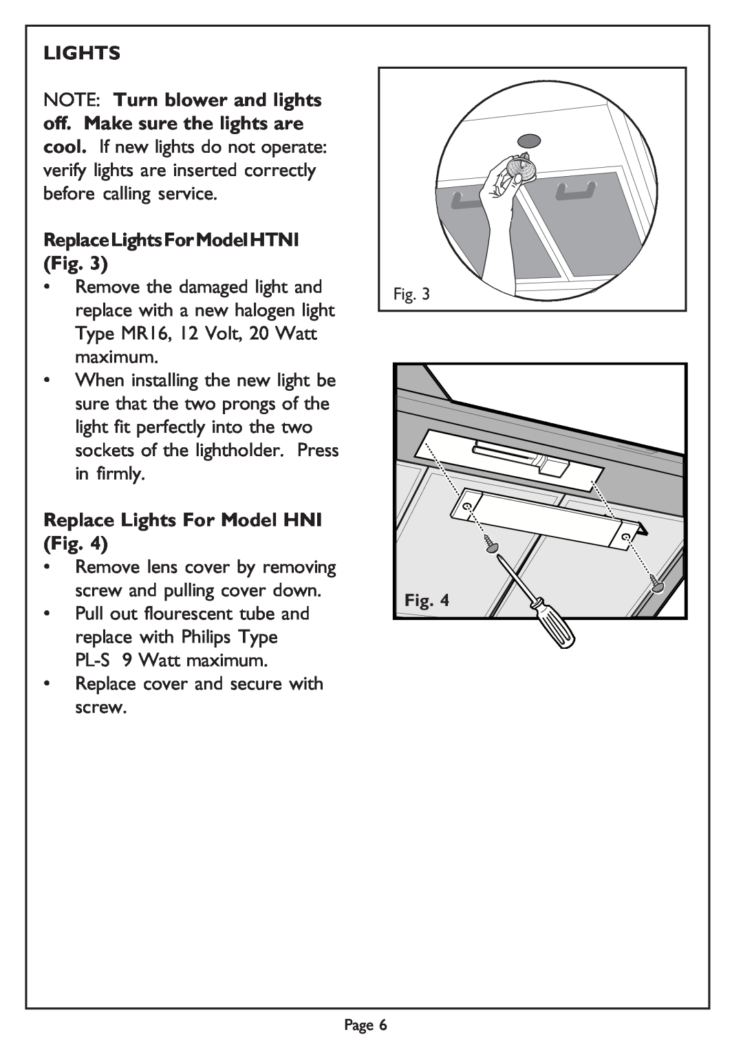 Thermador Thermador installation instructions Lights 