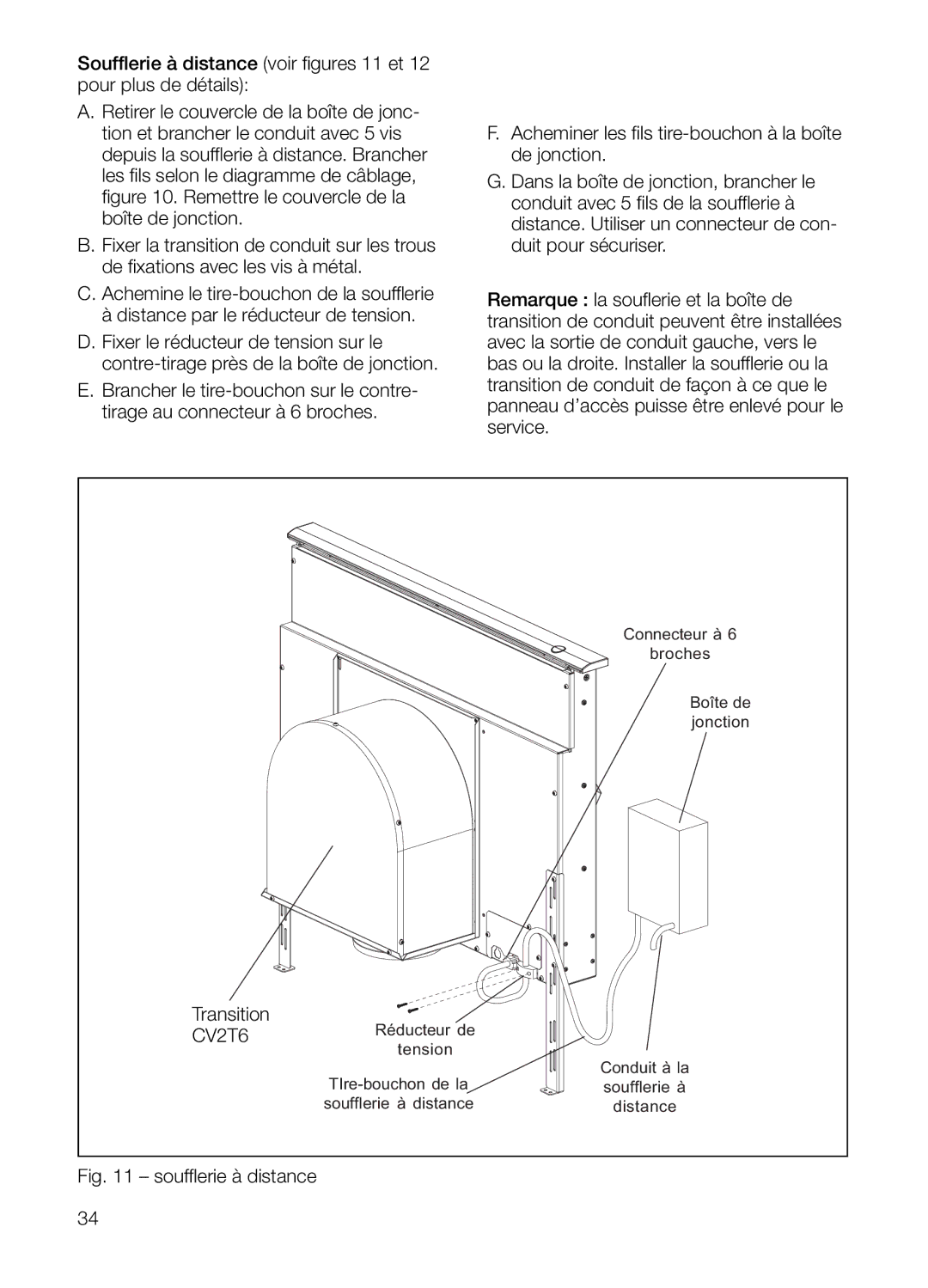 Thermador UCVM36FS, UCVM30FS manual Soufflerie à distance 