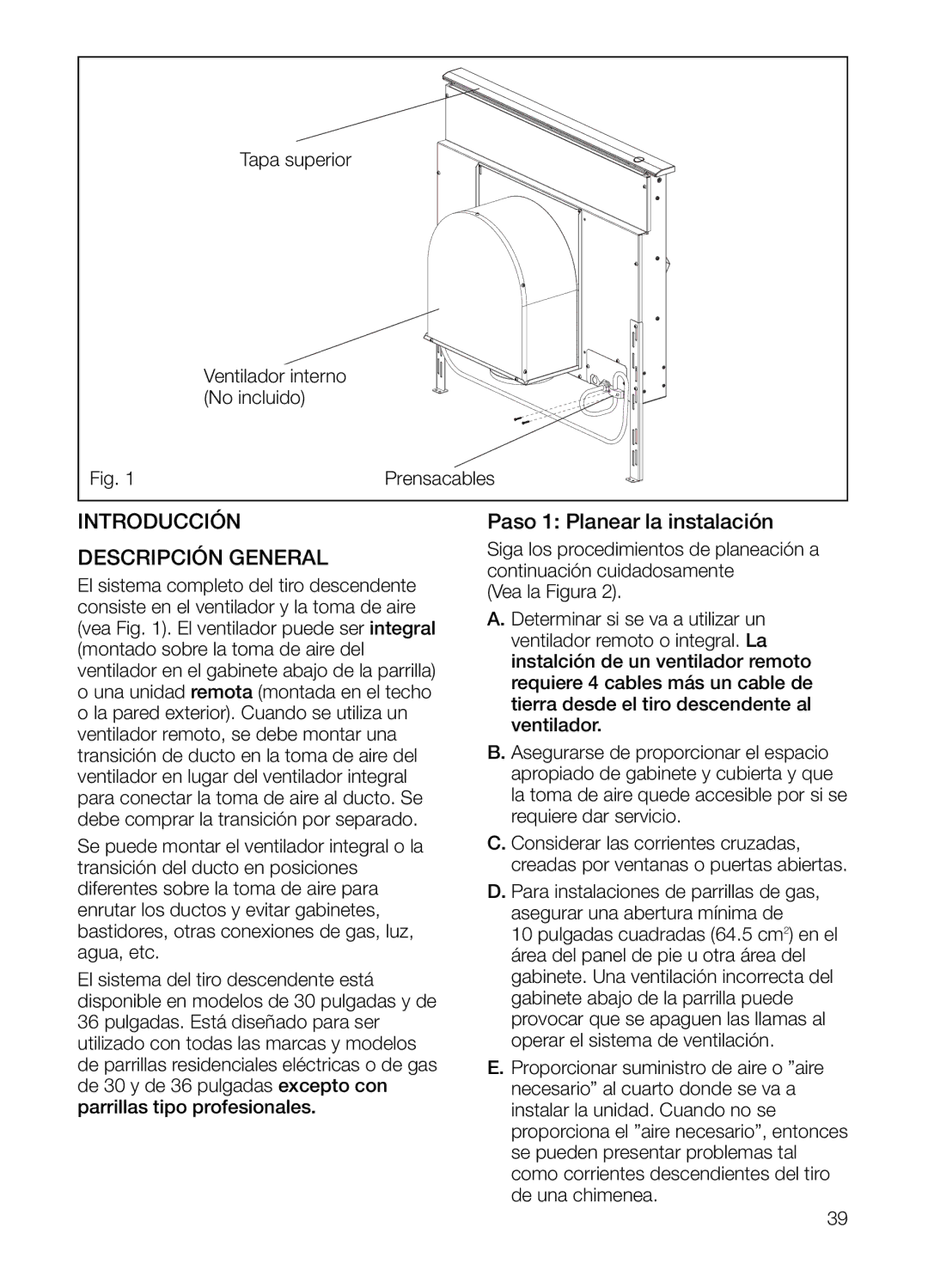 Thermador UCVM30FS, UCVM36FS manual Introducción, Paso 1 Planear la instalación, Descripción General 