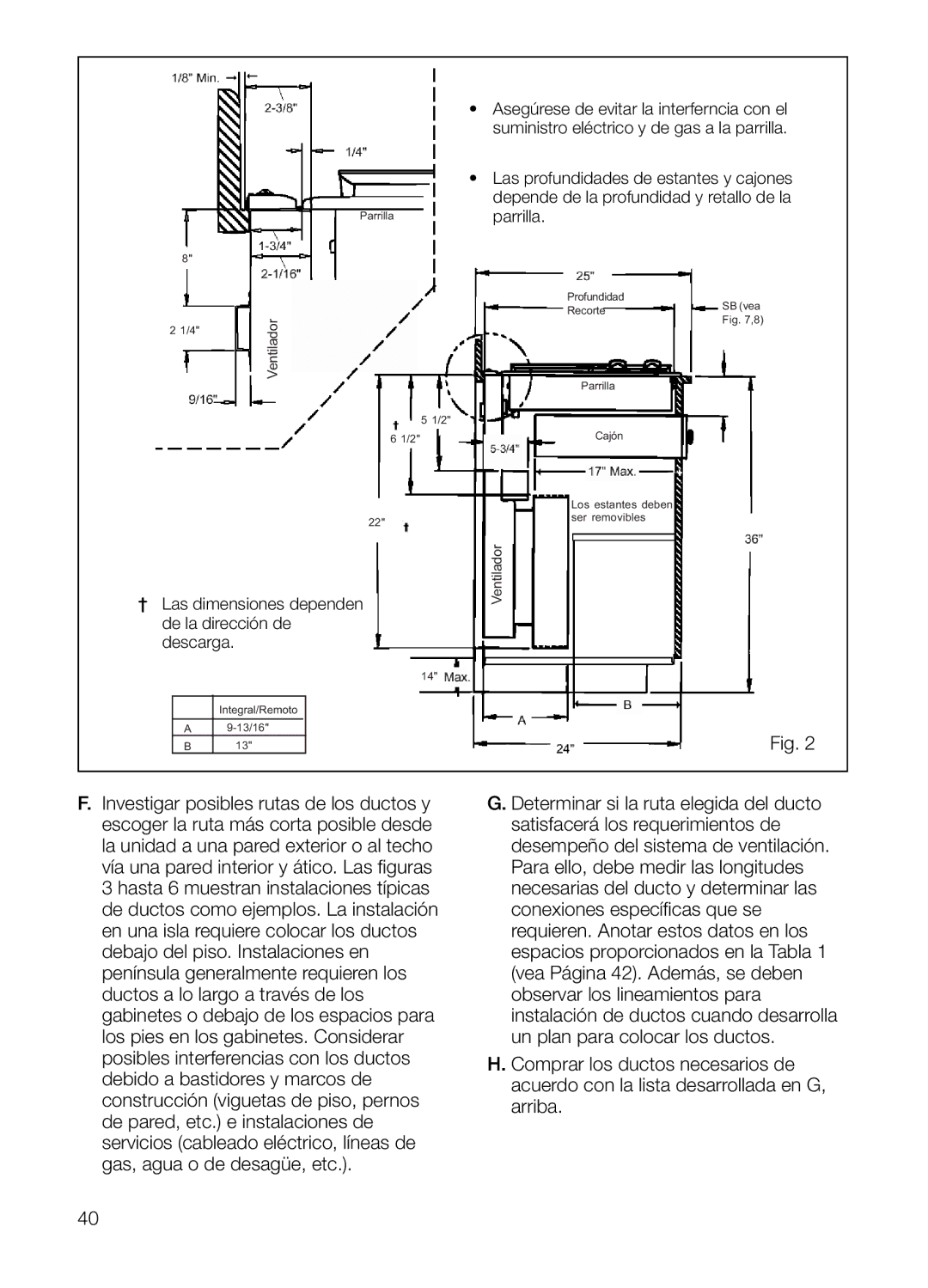 Thermador UCVM36FS, UCVM30FS manual Asegúrese de evitar la interferncia con el 