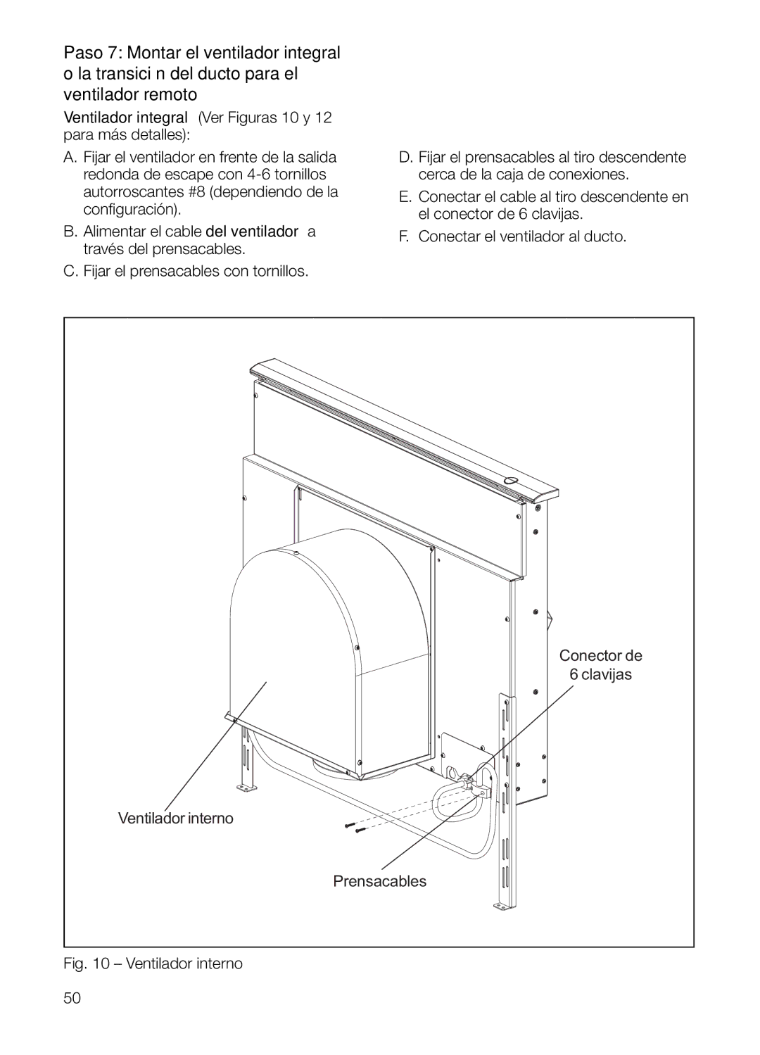 Thermador UCVM36FS, UCVM30FS manual Ventilador interno 