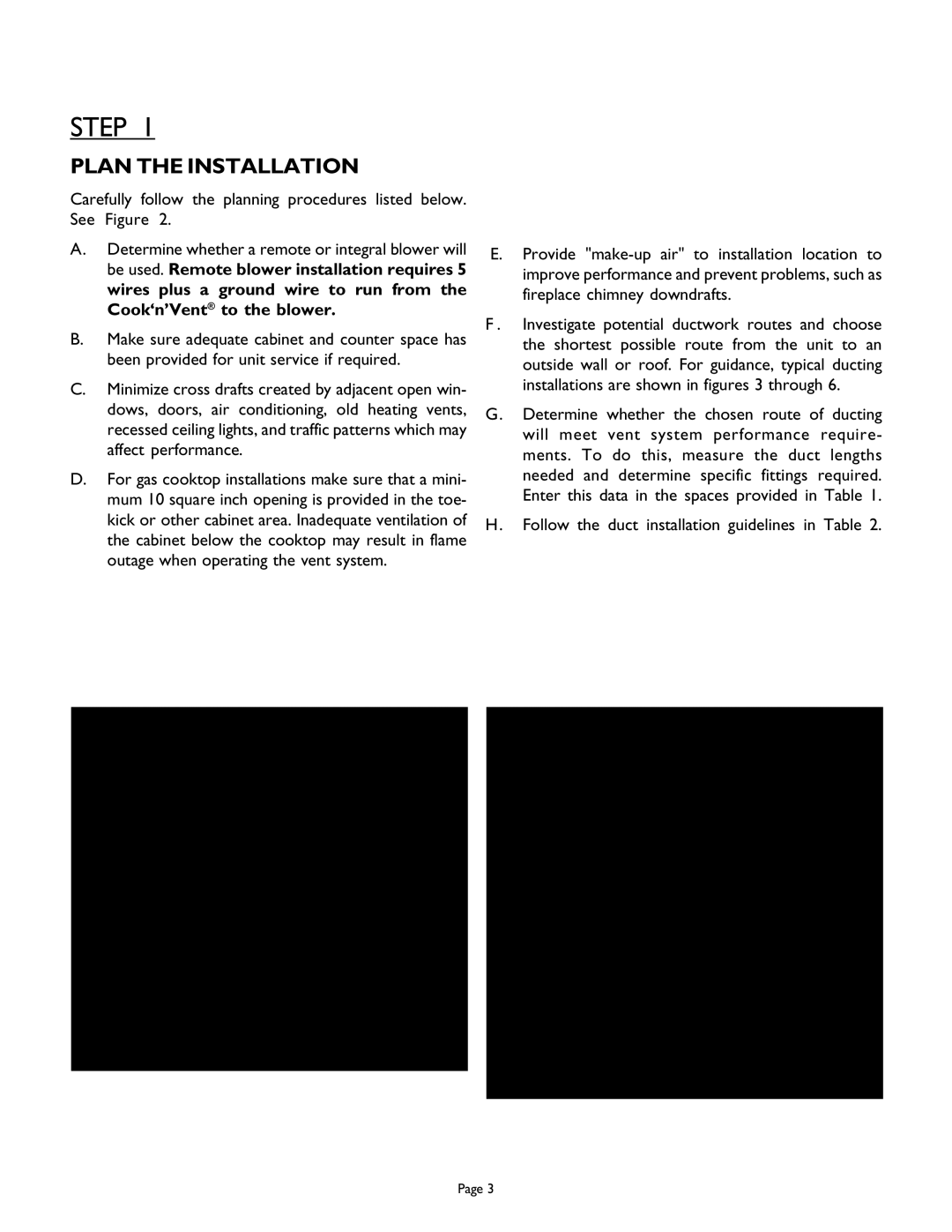 Thermador Cooktop, UNIVERSAL COOK'N'VENT, UCV45, UCV30, UCV36, 98 installation instructions Step, Plan the Installation 