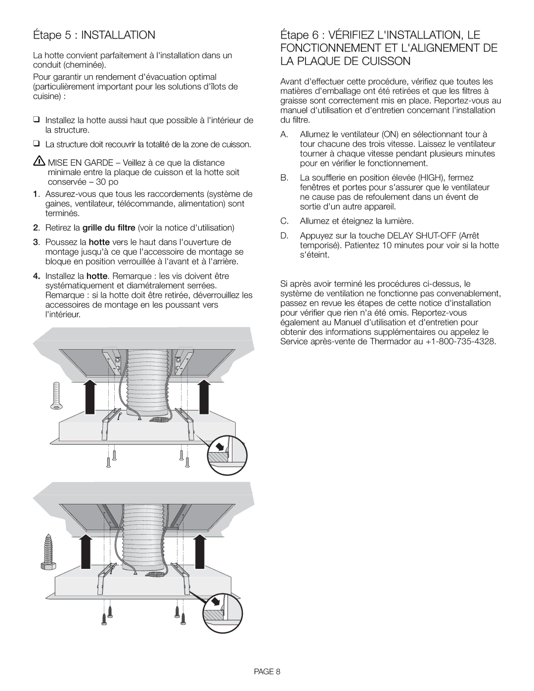 Thermador VCI 230/236/248 DS installation manual Étape 5 Installation 