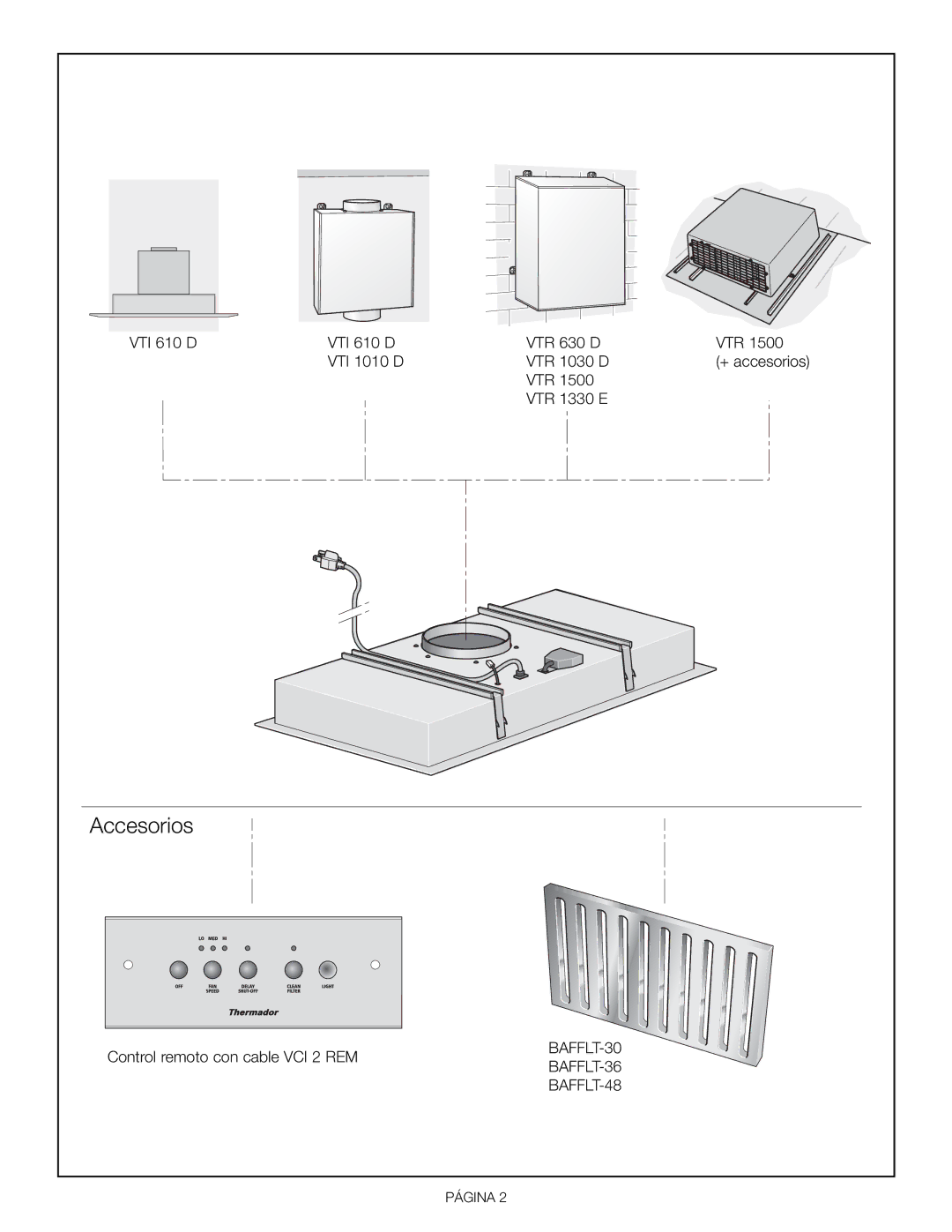 Thermador VCI 230/236/248 DS installation manual Accesorios 