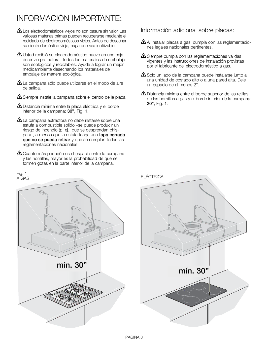 Thermador VCI 230/236/248 DS installation manual Información Importante, Información adicional sobre placas 