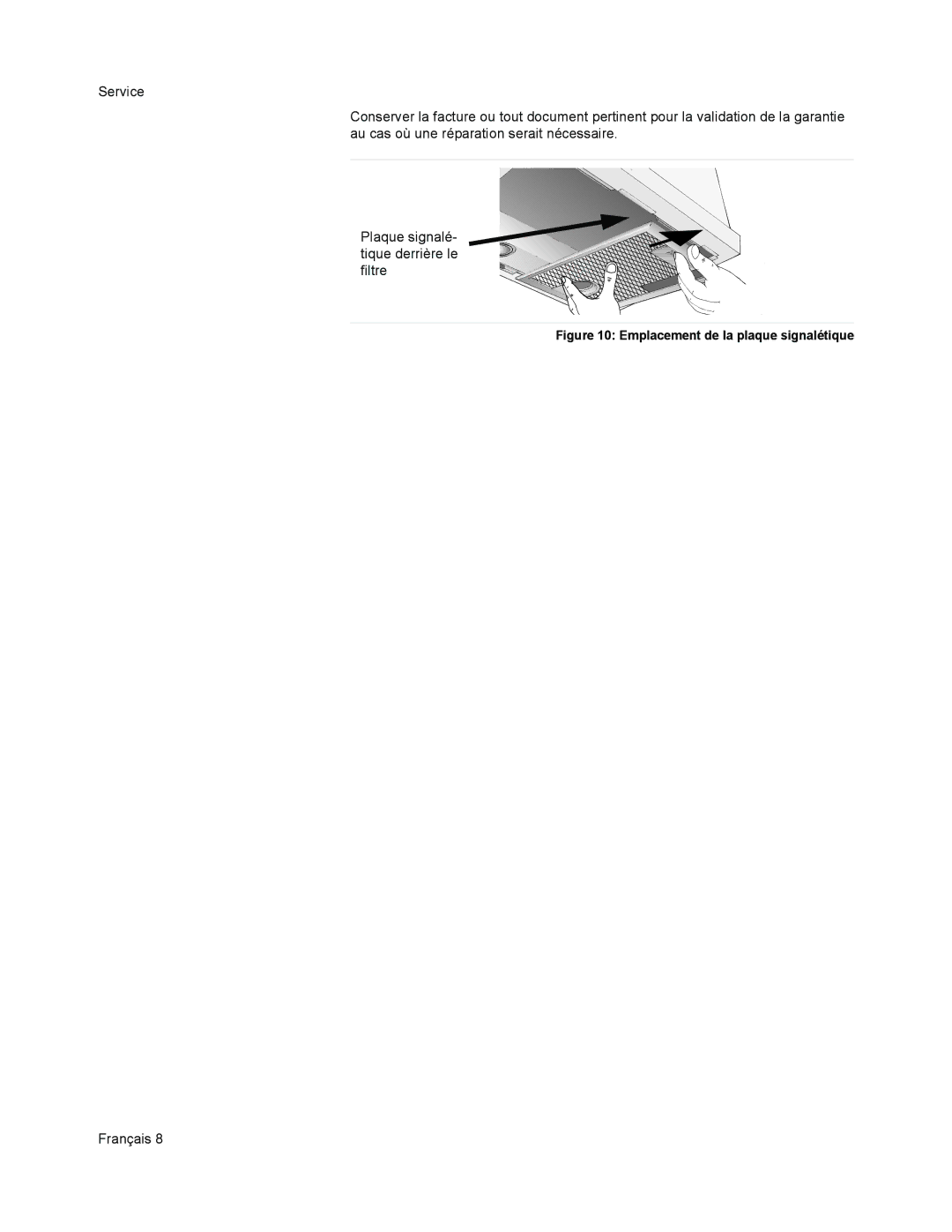 Thermador VCI2 installation manual Emplacement de la plaque signalétique 