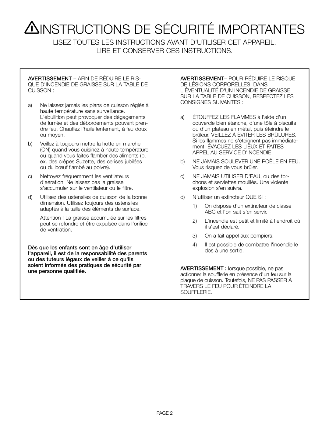 Thermador VCI248DS, VCI230DS, VCI236DS, VCI 230, VCI 236, VCI 248 installation manual Instructions DE Sécurité Importantes 