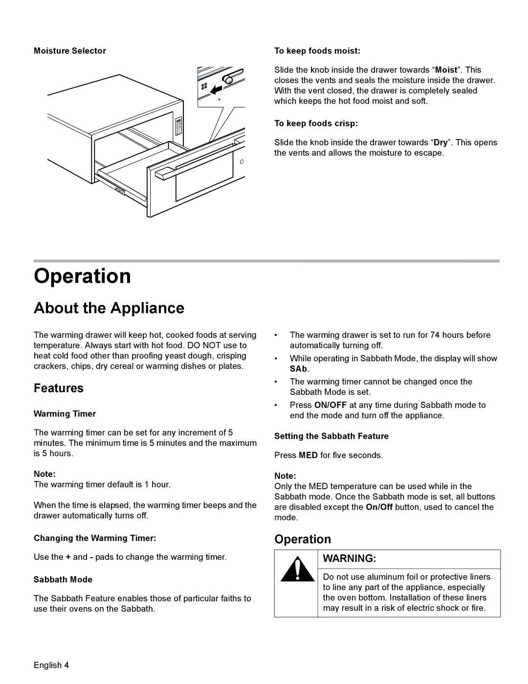 Thermador WD30, WD27 manual Operation, About the Appliance, Features 