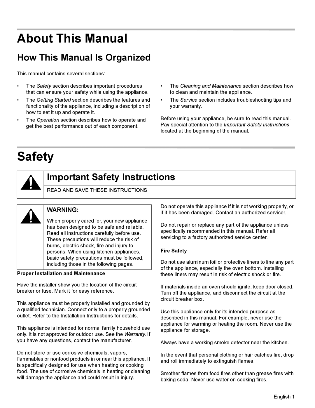 Thermador WD27, WD30 manual About This Manual, How This Manual Is Organized, Important Safety Instructions, Fire Safety 