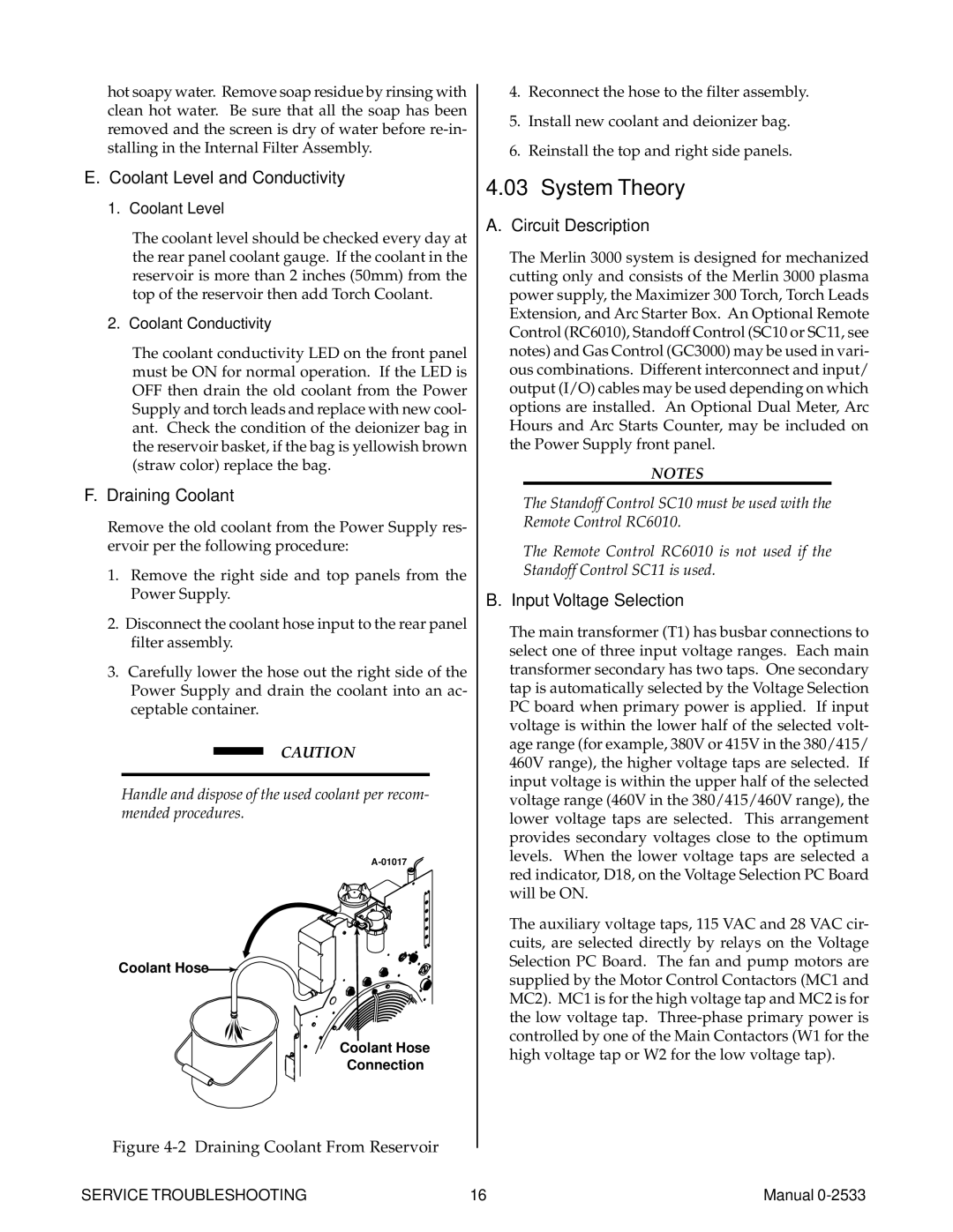 Thermal Comfort 3000 manual System Theory, Coolant Level and Conductivity, Draining Coolant, Circuit Description 