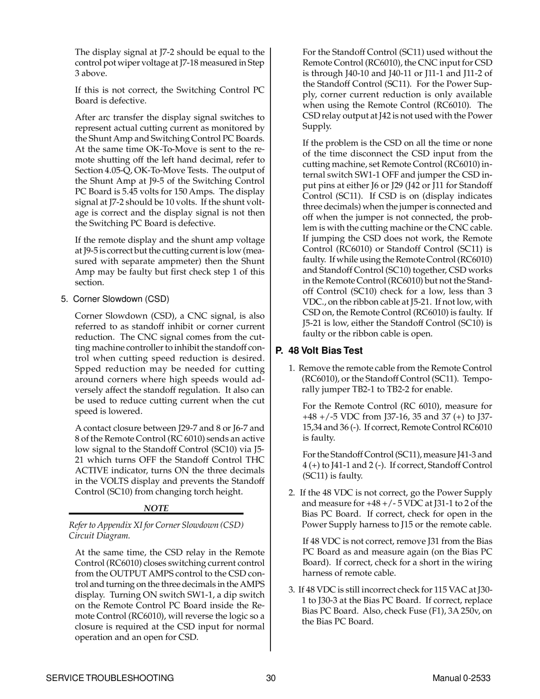 Thermal Comfort 3000 manual Volt Bias Test, Corner Slowdown CSD 