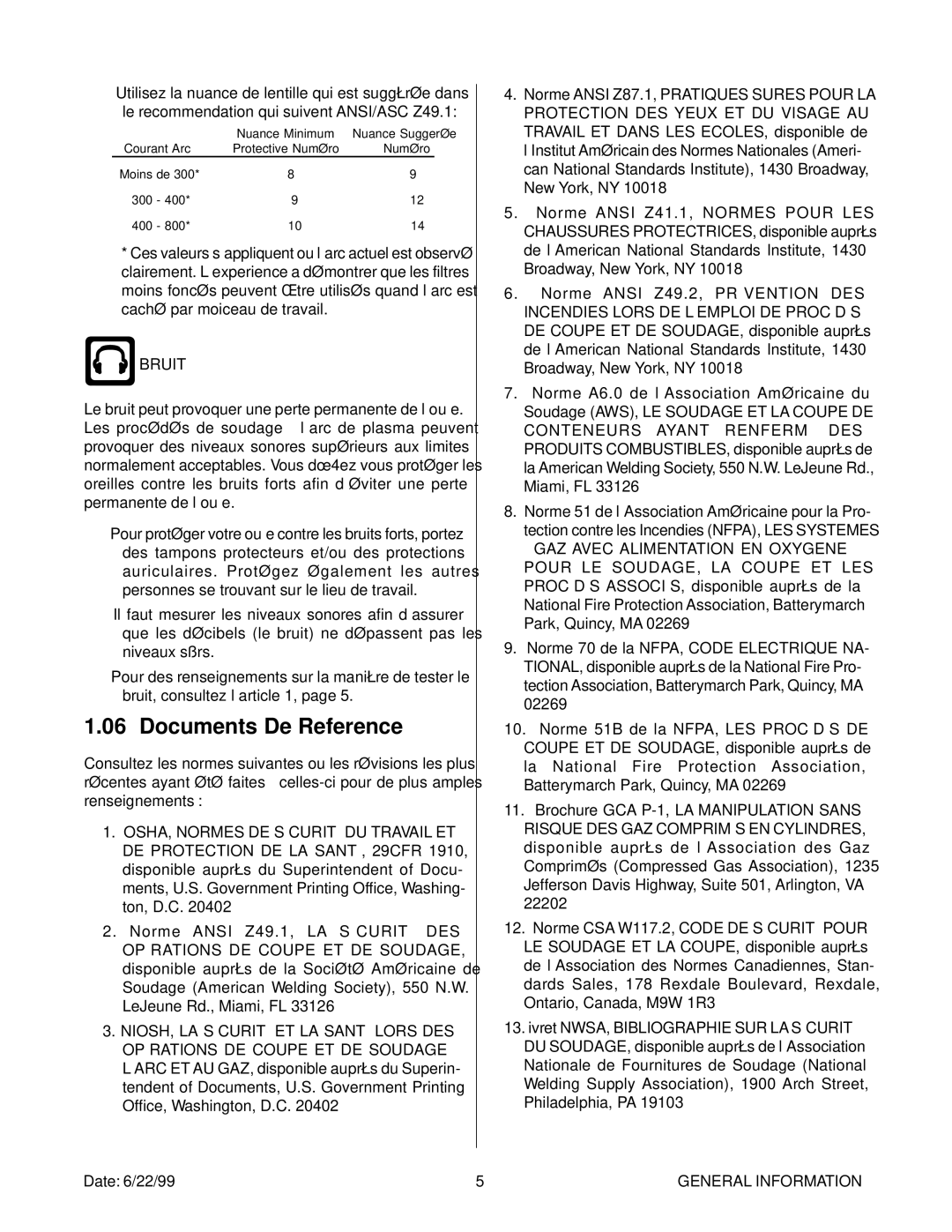 Thermal Comfort 3000 manual Documents De Reference, Bruit 