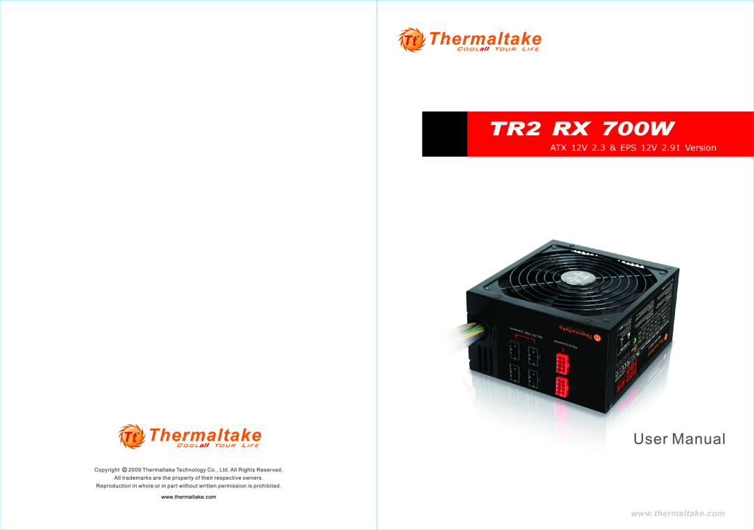 Thermaltake W0366RU, TR2 RX 700w manual TR2 RX 700W ATX 12V 2.3 & EPS 12V 2.91 Version 