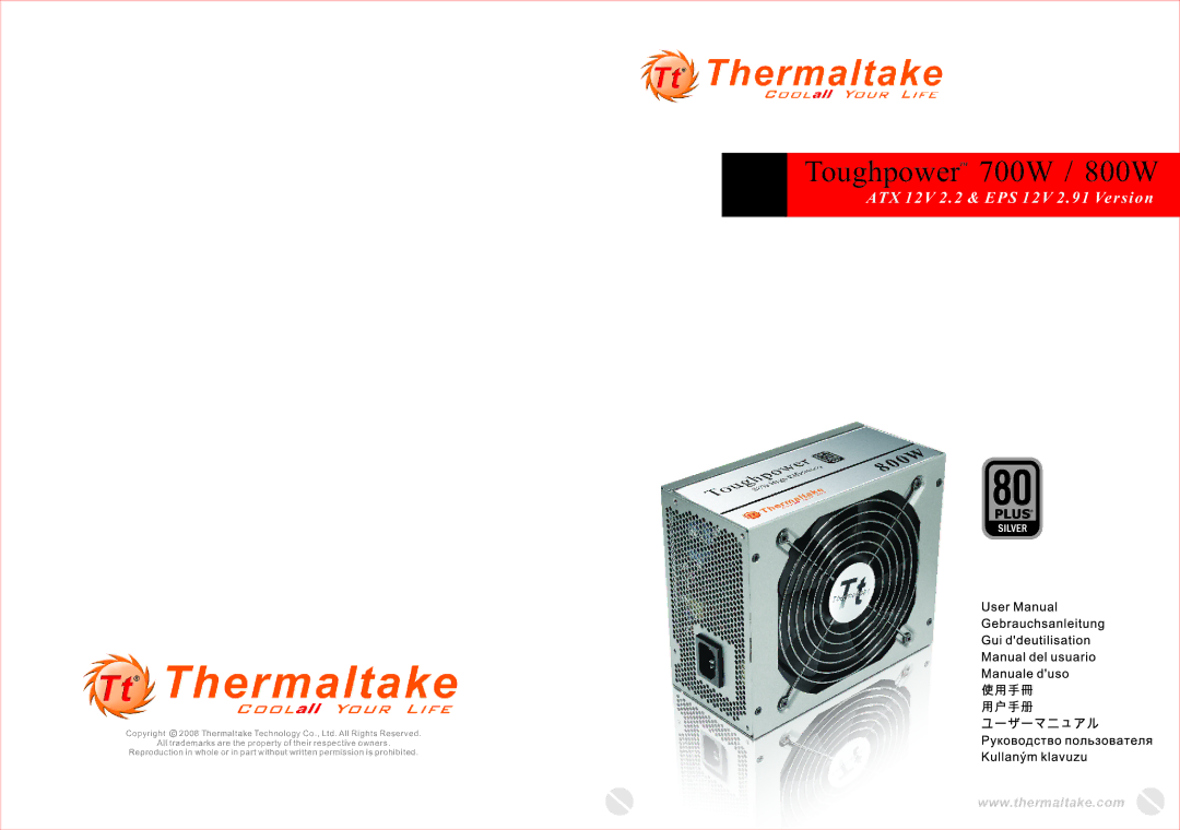 Thermaltake W0296, W0295 manual ToughpowerTM 700W / 800W 