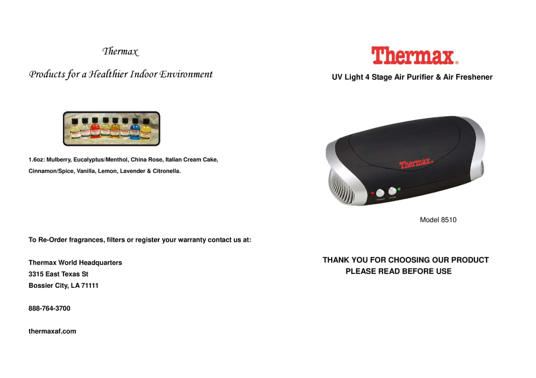 Thermax 8510 manual Thermax Products for a Healthier Indoor Environment 