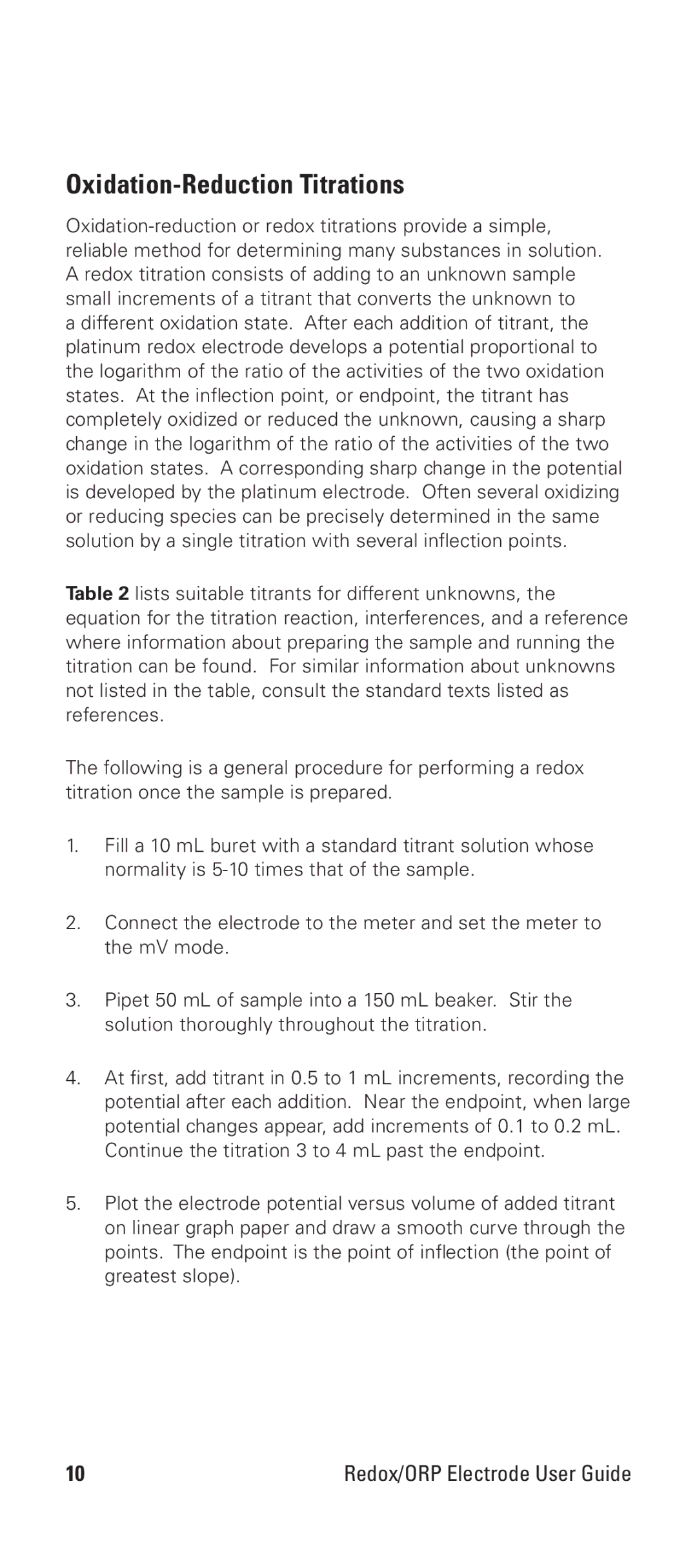 Thermo Products 9678BNWP manual Oxidation-Reduction Titrations 