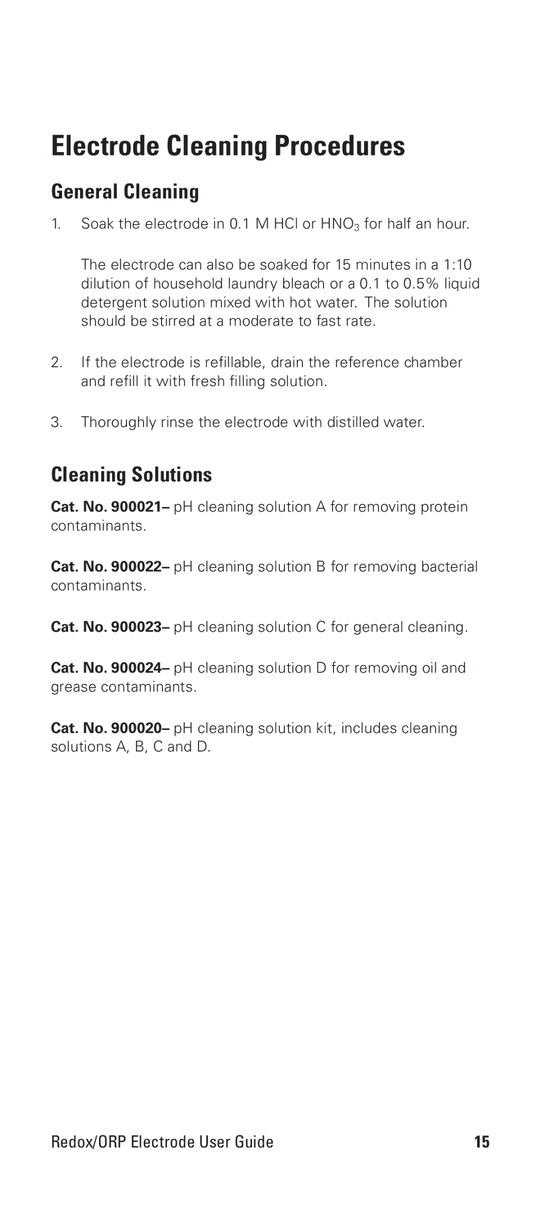 Thermo Products 9678BNWP manual Electrode Cleaning Procedures, General Cleaning, Cleaning Solutions 