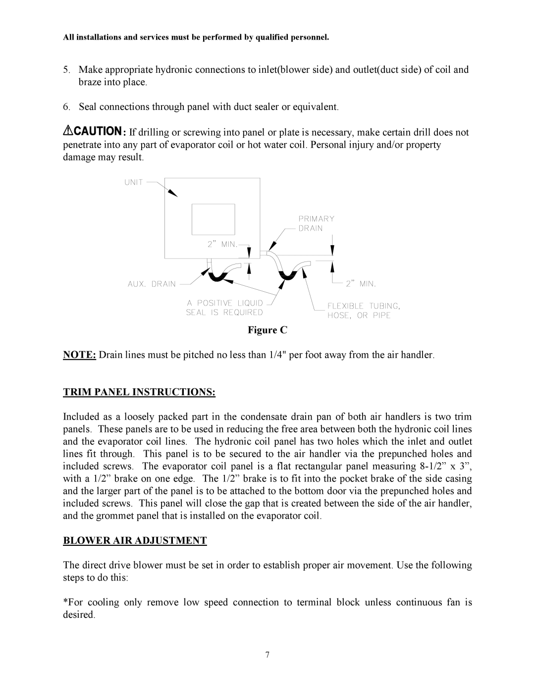 Thermo Products AH2-A, AH1-A service manual Trim Panel Instructions, Blower AIR Adjustment 