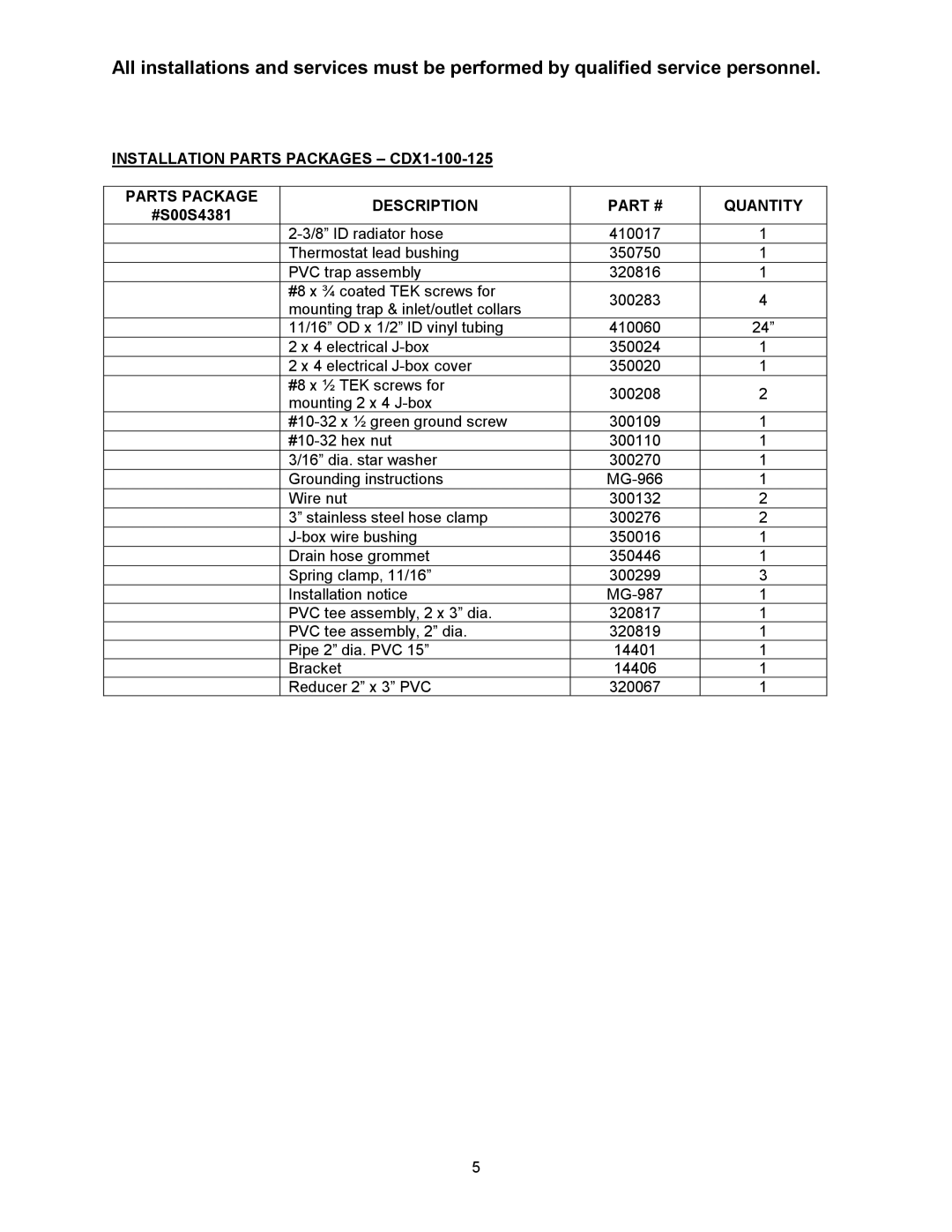 Thermo Products CDX1-100N, CDX1-75N, CHX1-125N, CHX1-75N, CHX1-100N, CDX1-125N operation manual #S00S4381 