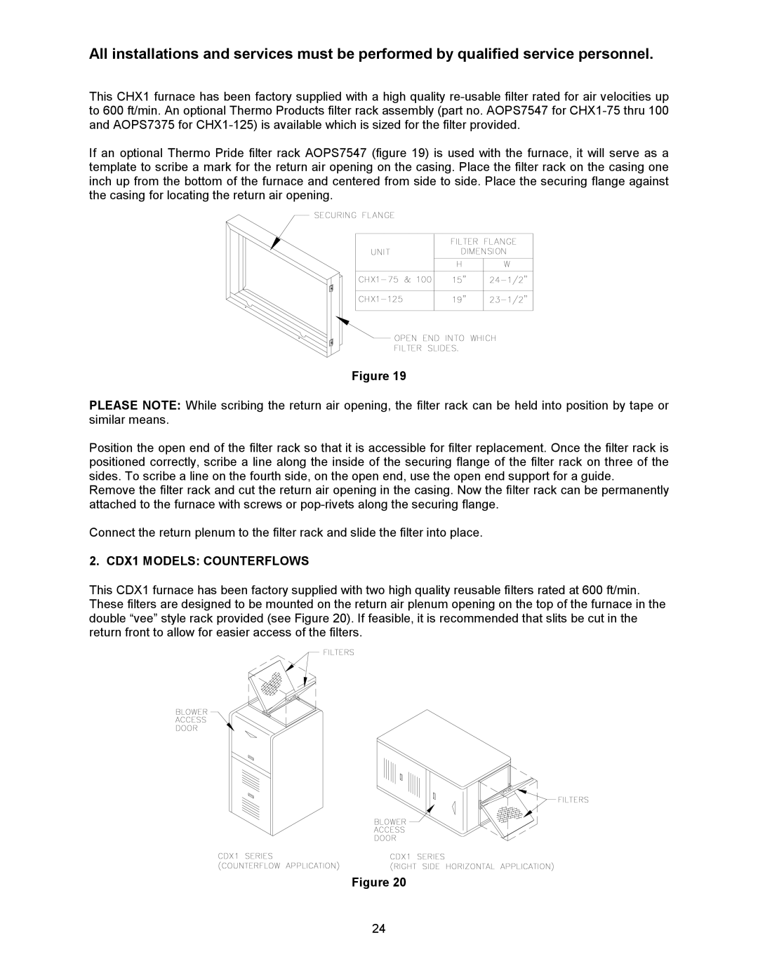 Thermo Products CDX1-75N, CHX1-125N, CHX1-75N, CHX1-100N, CDX1-125N, CDX1-100N operation manual CDX1 Models Counterflows 