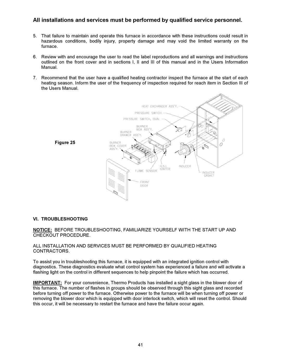 Thermo Products CDX1-100N, CDX1-75N, CHX1-125N, CHX1-75N, CHX1-100N, CDX1-125N operation manual VI. Troubleshooting 