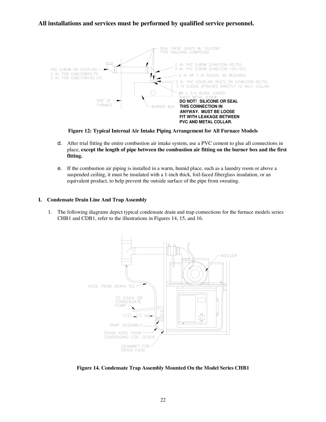 Thermo Products CBD1-100N, CHB1-125N, CHB1-75N, CHB1-100N, CBD1-75N Condensate Trap Assembly Mounted On the Model Series CHB1 