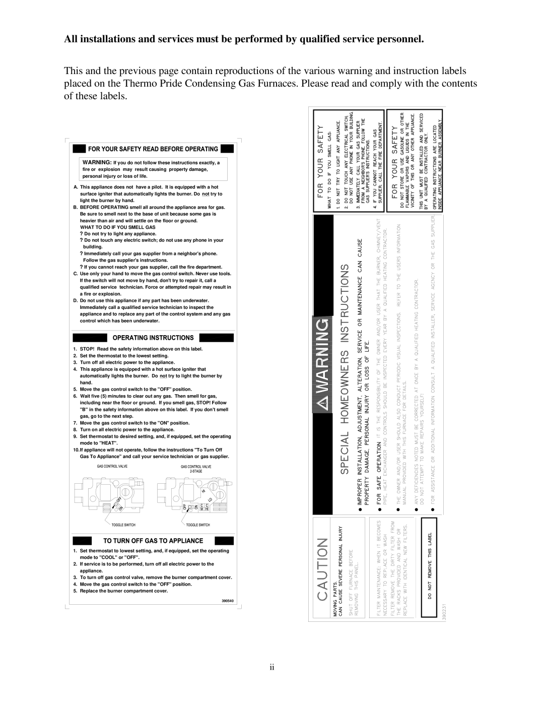 Thermo Products CBD1-75N, CHB1-125N, CHB1-75N, CHB1-100N, CBD1-100N, CBD1-125N, CBD1-50N, CHB1-50N operation manual 390540 