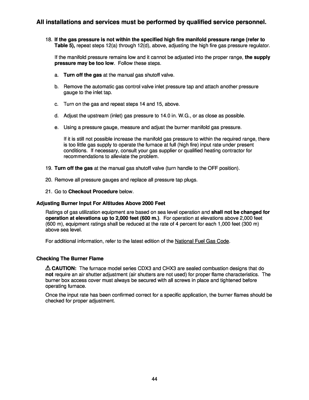 Thermo Products 125n, chx-3 75n, 100n operation manual Go to Checkout Procedure below, Checking The Burner Flame 