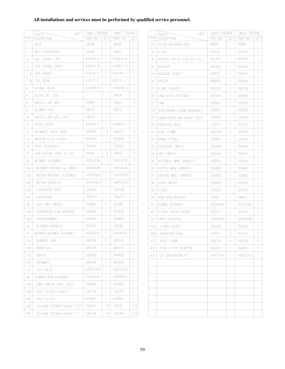 Thermo Products CMC1-50D36N, CMC1-50DV3N, CMC1-75D36N, CMA3-50D36N, CMA3-75D36N, CMC1-75DV3N service manual 