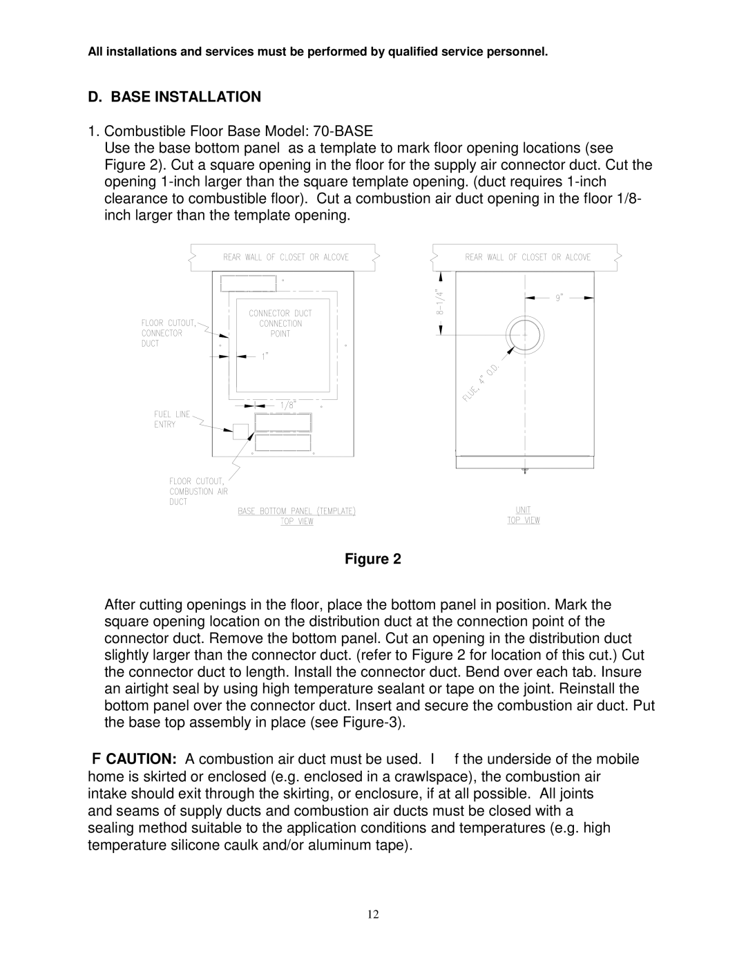 Thermo Products GMD1-60N, GDM1-80N service manual Base Installation 