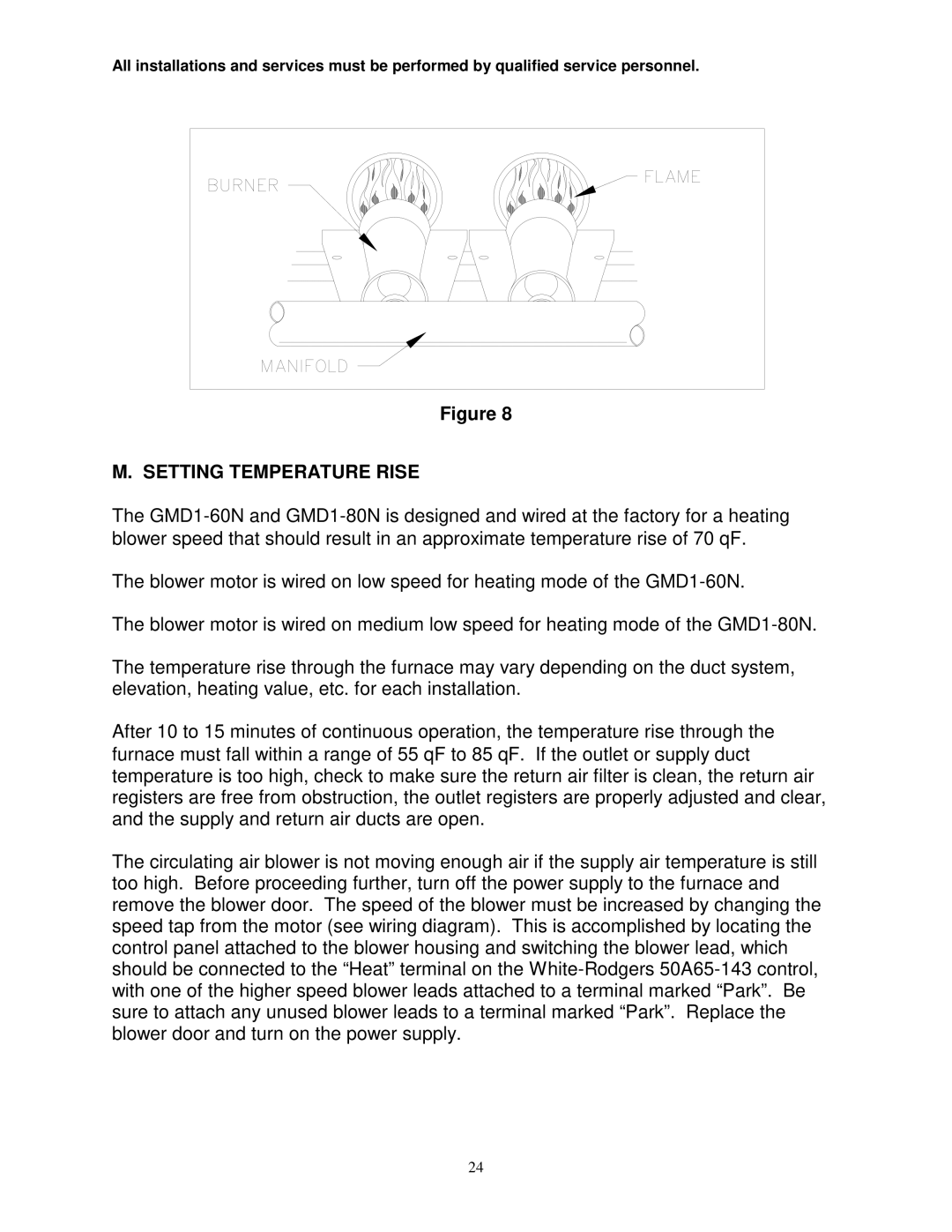 Thermo Products GMD1-60N, GDM1-80N service manual Setting Temperature Rise 