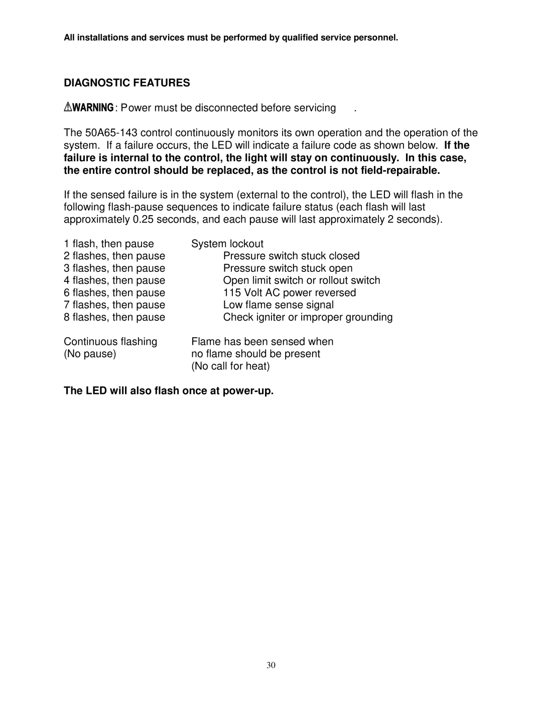 Thermo Products GMD1-60N, GDM1-80N service manual Diagnostic Features, Power must be disconnected before servicing 