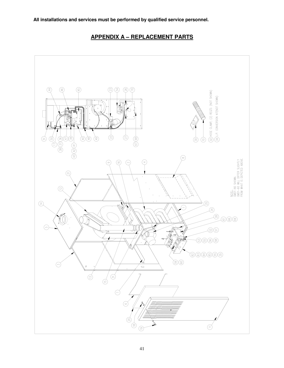 Thermo Products GDM1-80N, GMD1-60N service manual Appendix a Replacement Parts 