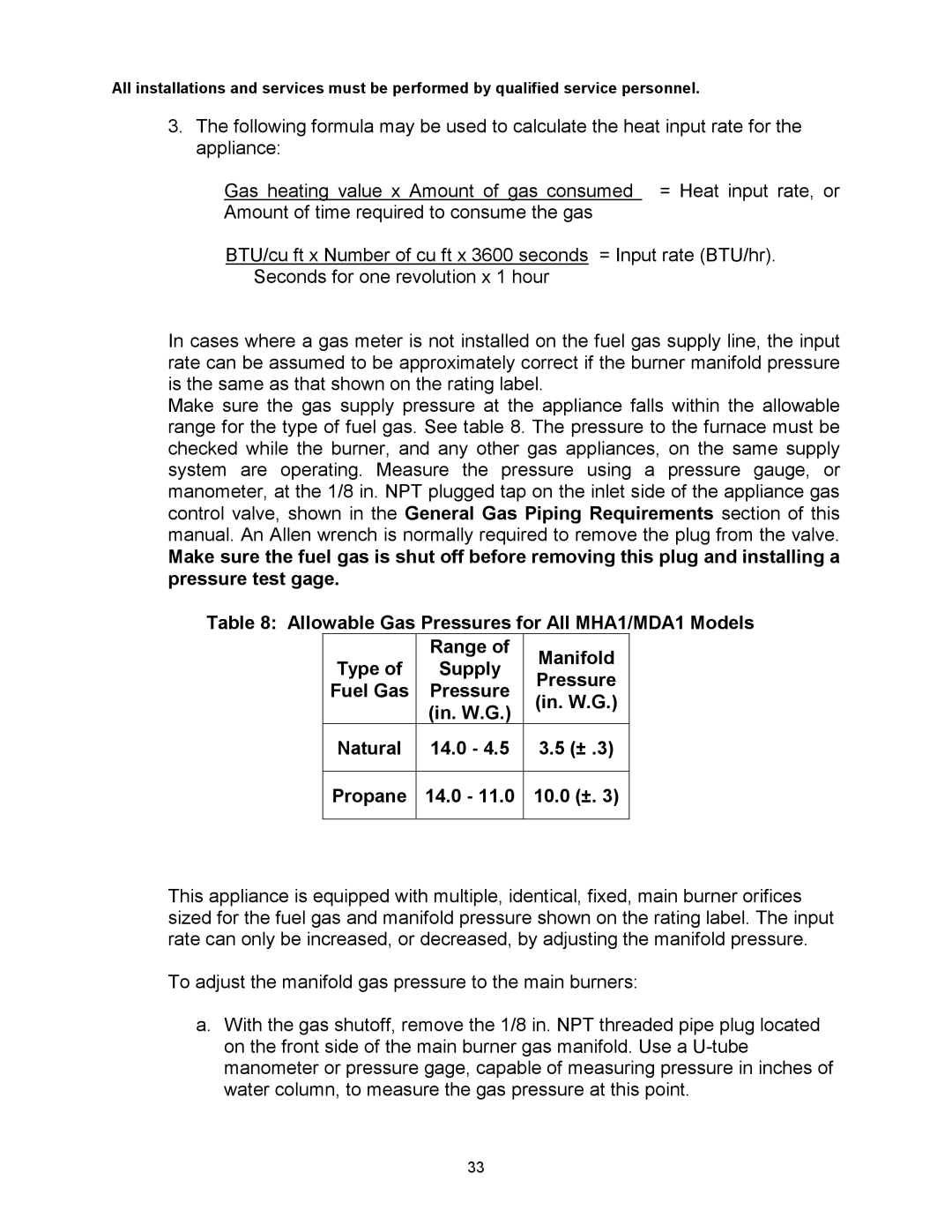 Thermo Products MHA1-125N, MDA1-50N, MHA1-75N, MHA1-100N, MHA1-50N, MDA1-75N, MDA1-125N, MDA1-100N service manual 