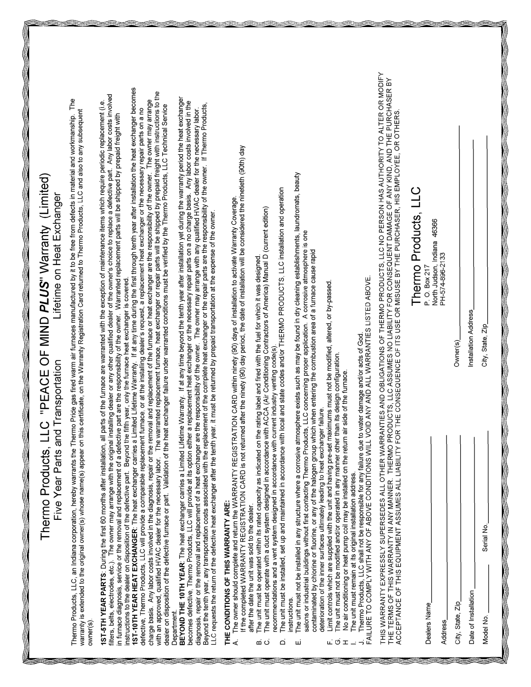 Thermo Products MDA1-75N, MDA1-50N, MHA1-75N, MHA1-100N, MHA1-50N, MHA1-125N, MDA1-125N, MDA1-100N service manual 