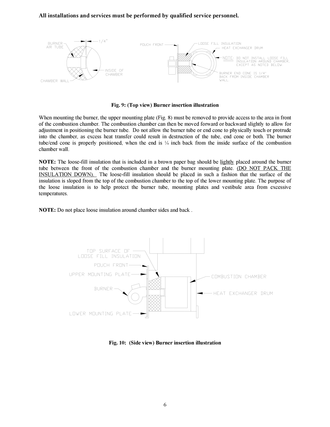 Thermo Products OH5-85DXE operation manual Top view Burner insertion illustration 