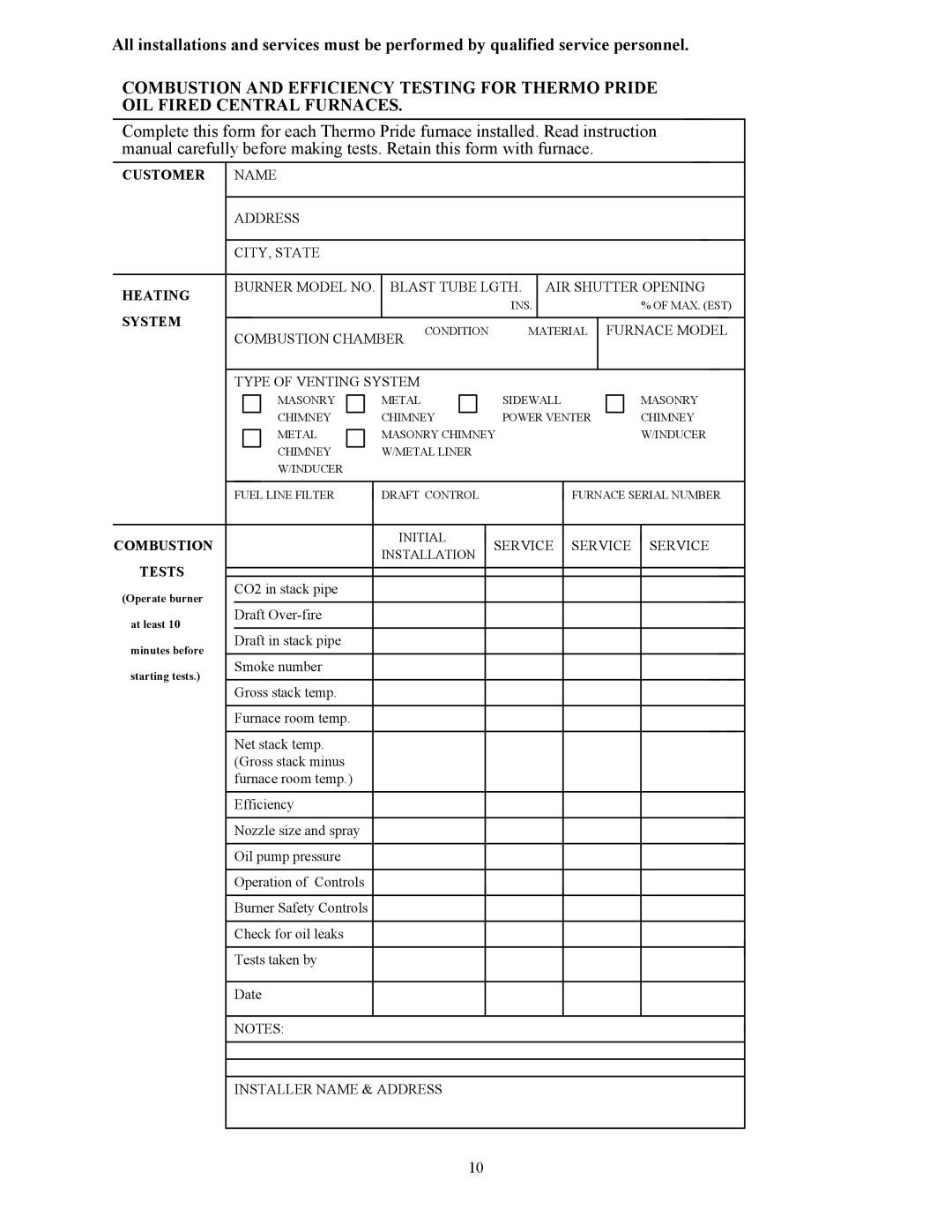 Thermo Products OH65FA072DV4B, OH65FA072DV4R, OH65FA072D48B, OH65FA072D48R operation manual Customer 