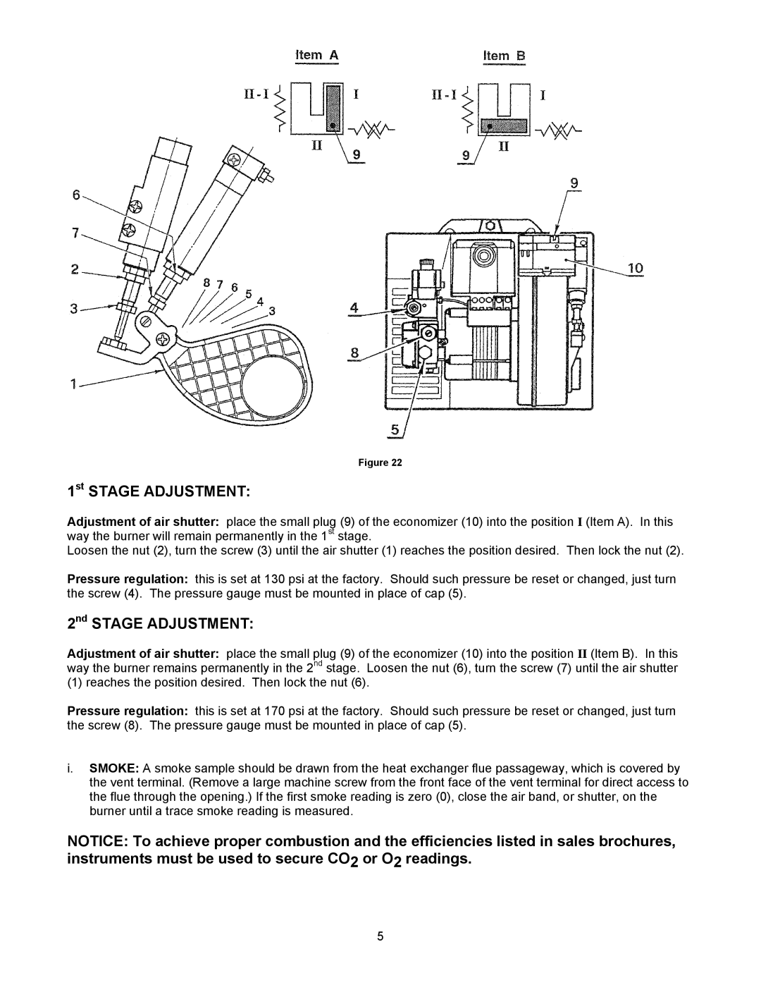 Thermo Products OH6FX072DV4 operation manual 1st Stage Adjustment, 2nd Stage Adjustment 