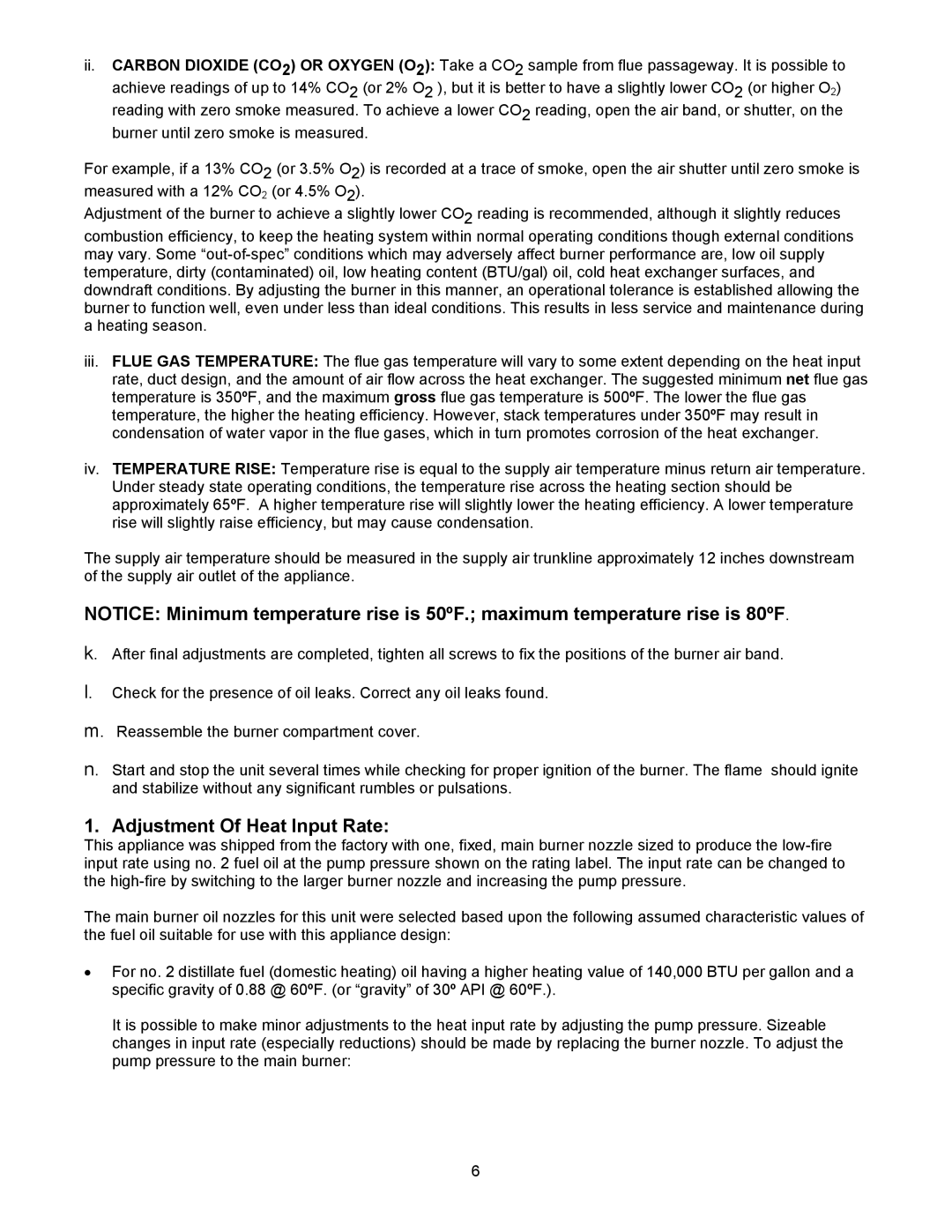 Thermo Products OH6FX072DV4 operation manual Adjustment Of Heat Input Rate 